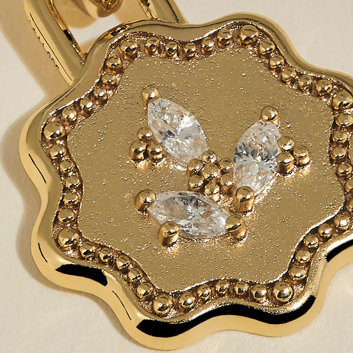 Scalloped Coin Clip Charm in Gold - Image 4