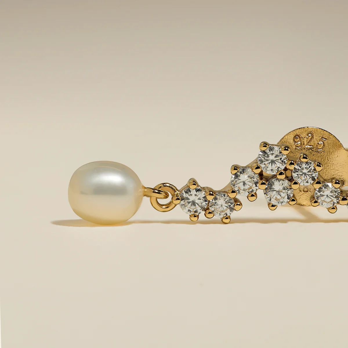 Scalloped Crystal Charm Studs in Gold - Image 5