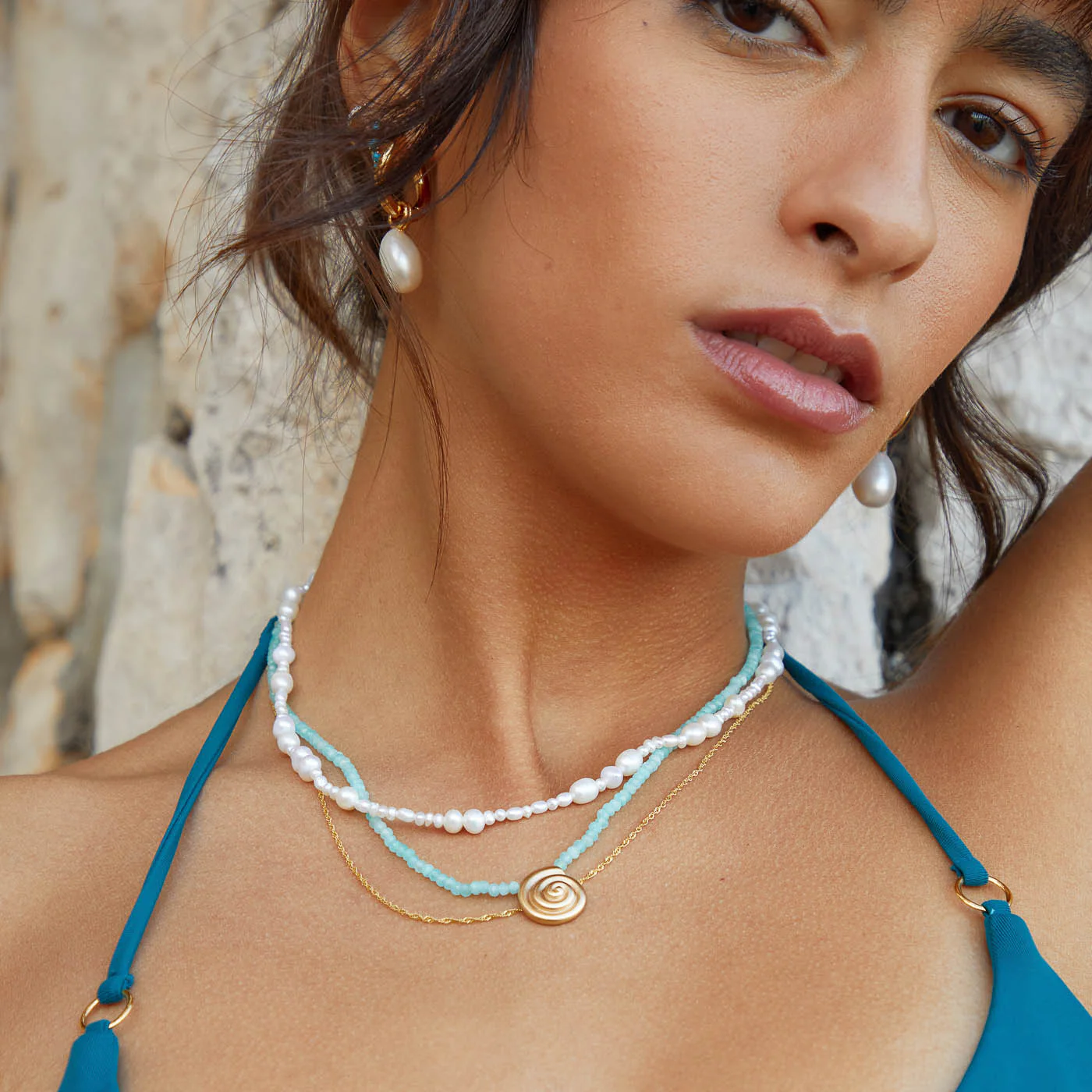 Serenity Pearl Beaded Necklace in Gold - Image 7