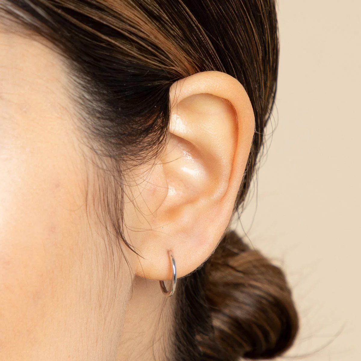 Simple 12mm Hoops in Solid White Gold - Image 2