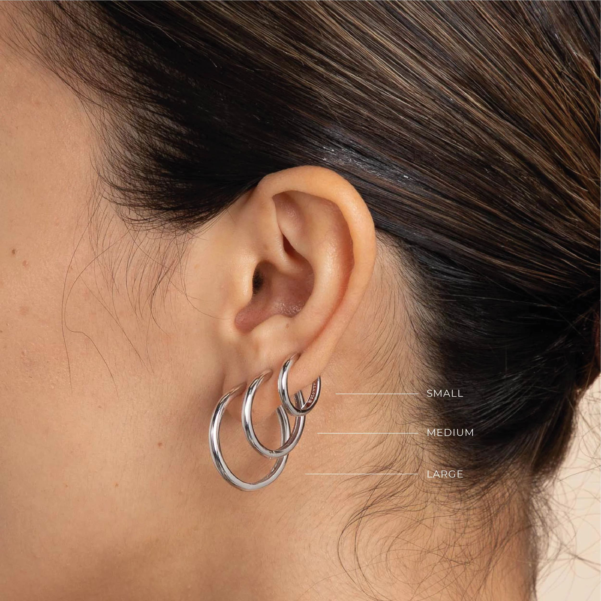 Essential Large Hoops in Silver - Image 4