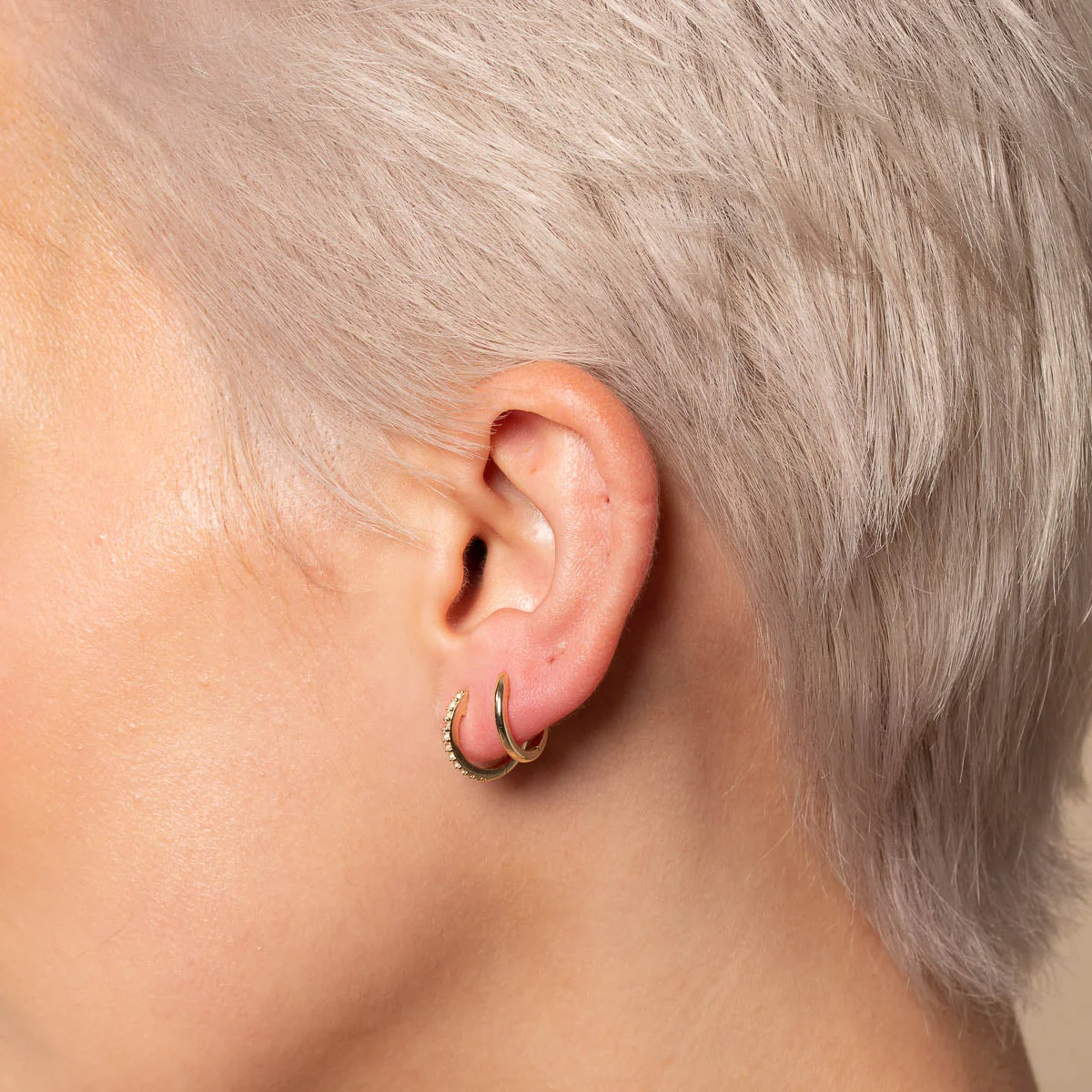 Simple Piercing Hoop in Solid Gold - Image 3