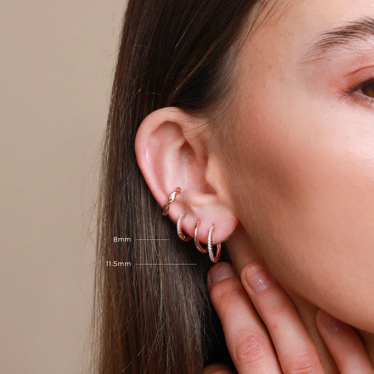 Jewelled Hoop in Rose Gold - Image 3