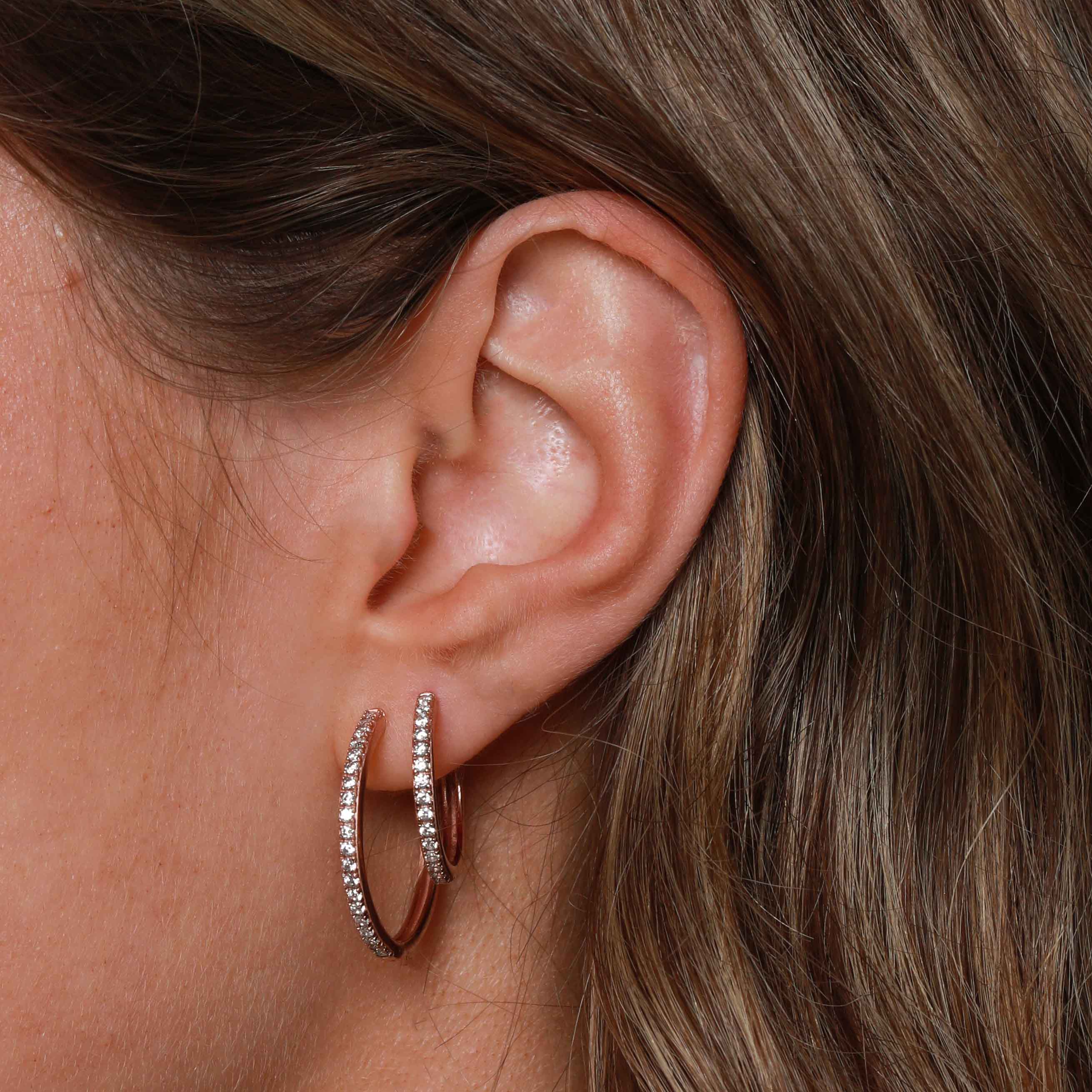 Essential Crystal Medium Hoops in Rose Gold - Image 2