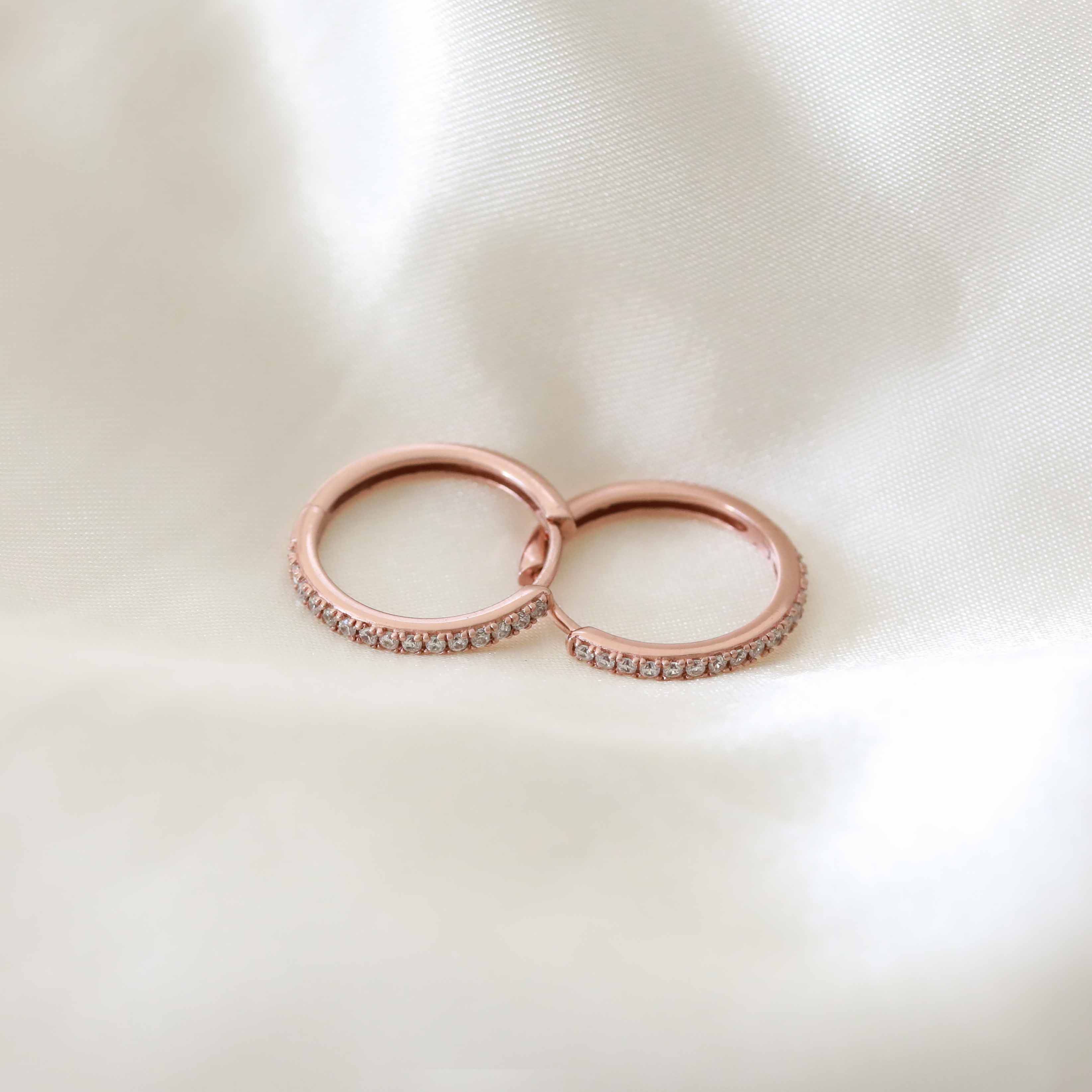 Essential Crystal Medium Hoops in Rose Gold - Image 3
