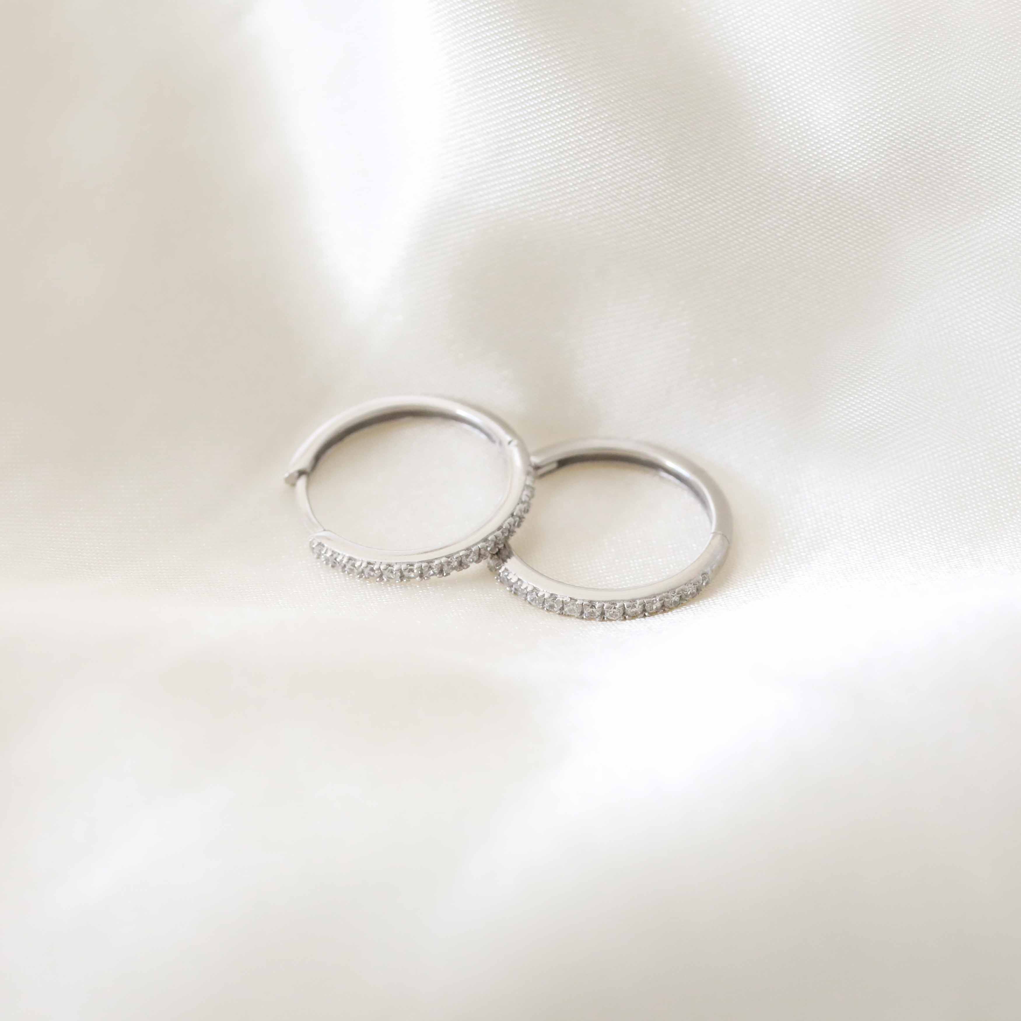 Essential Crystal Medium Hoops in Silver - Image 3