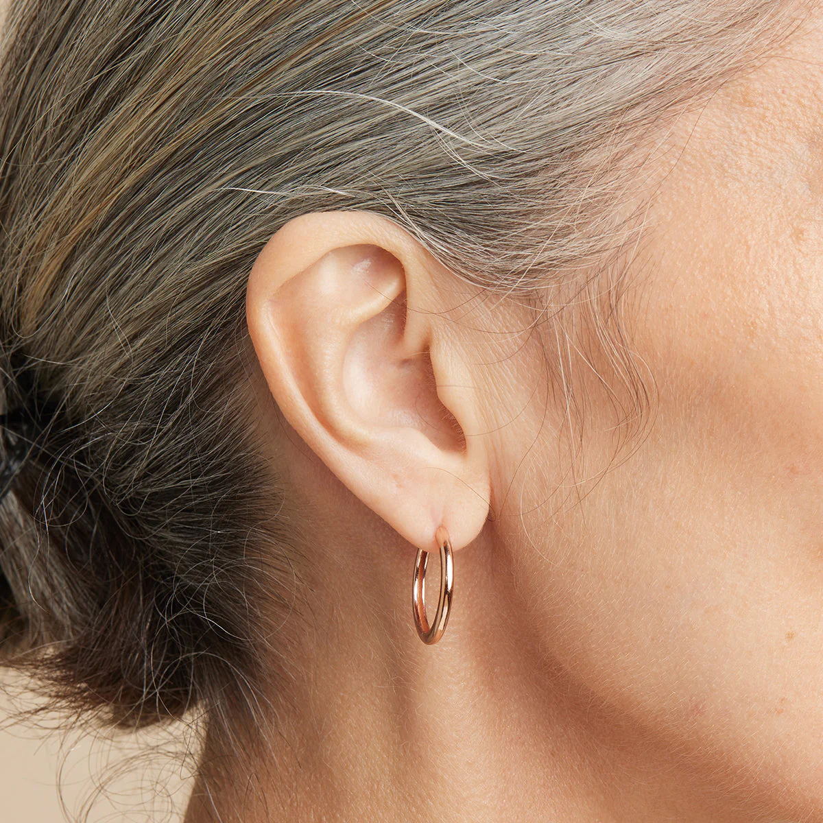 Essential Medium Hoops in Rose Gold - Image 2