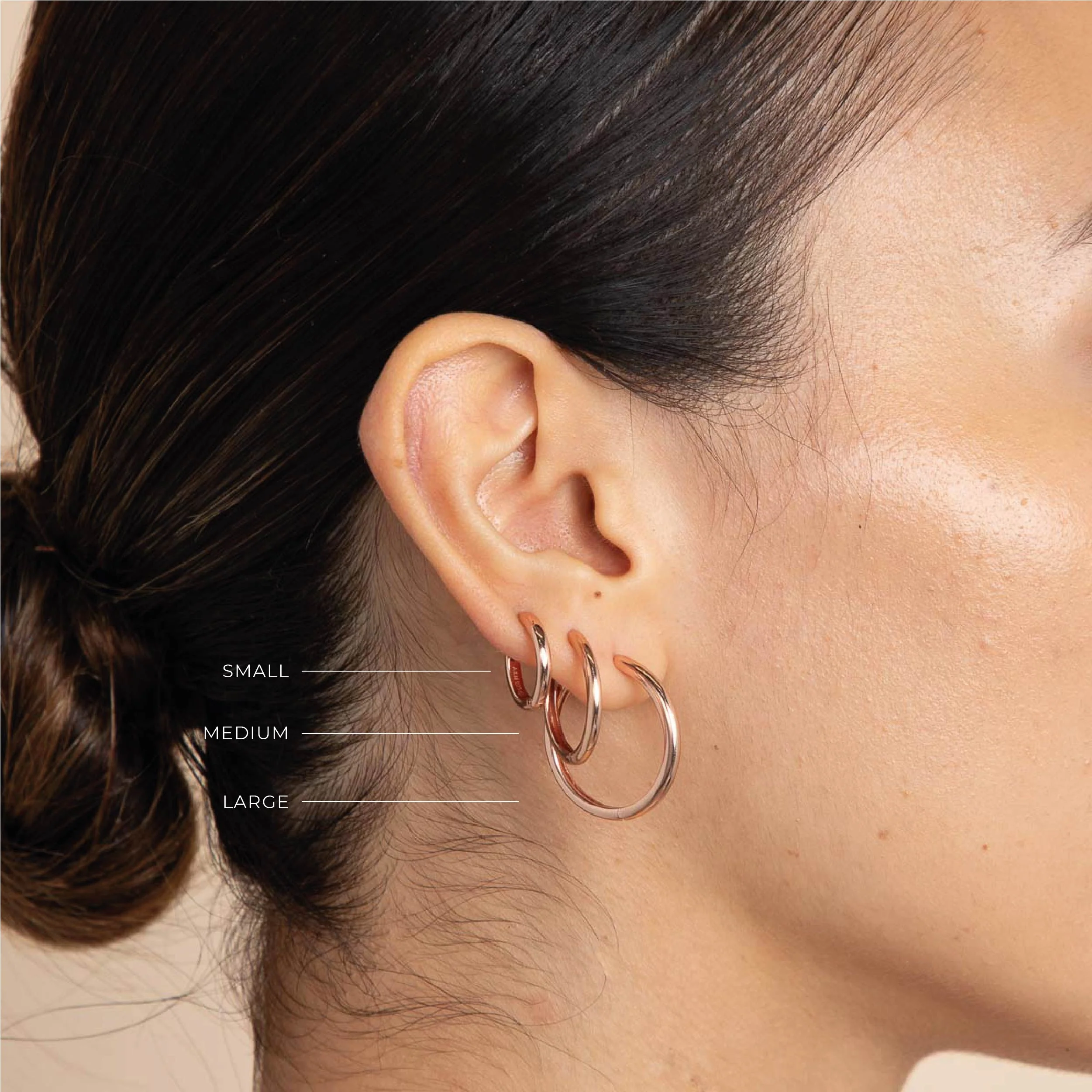 Essential Medium Hoops in Rose Gold - Image 3
