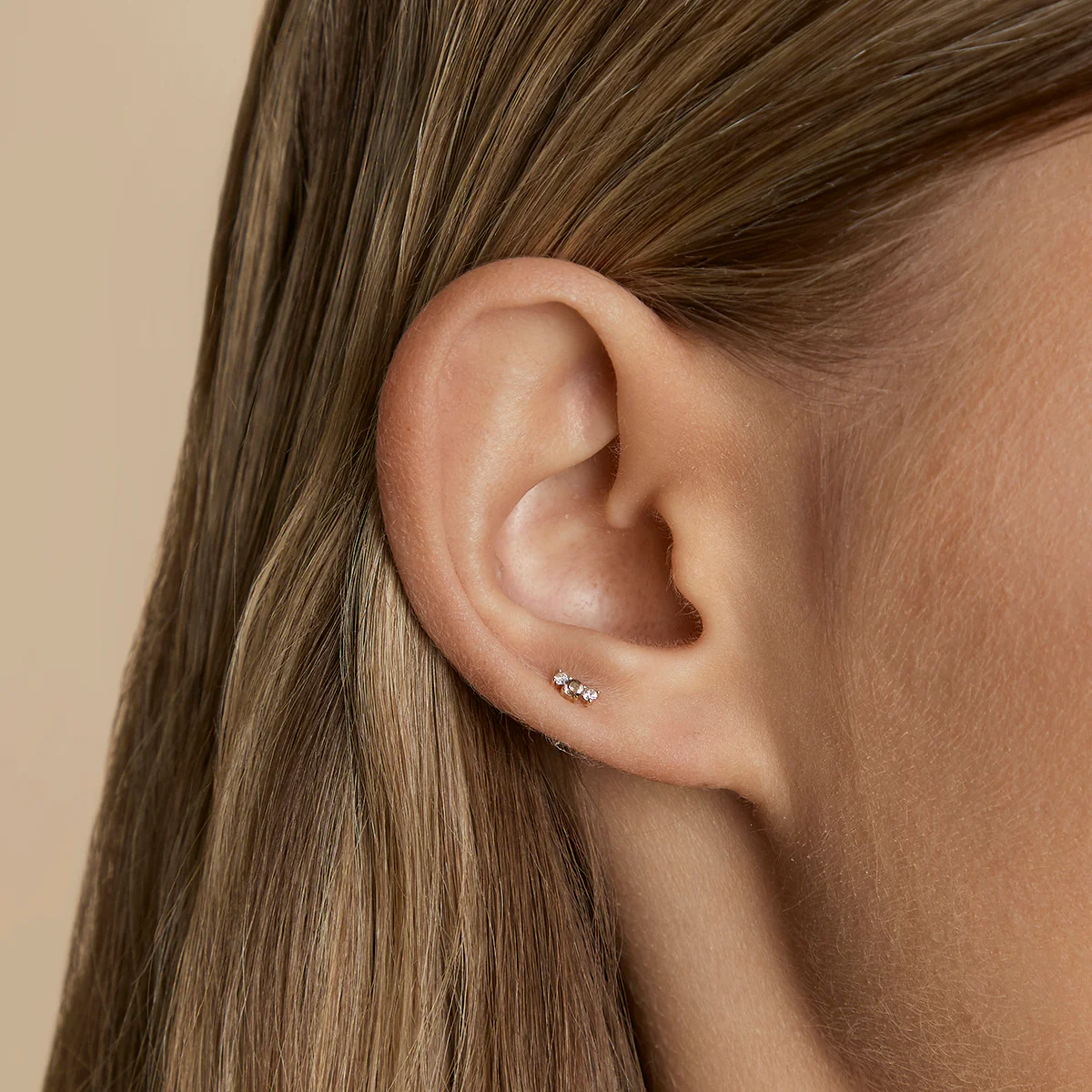 Smokey Quartz Cluster Piercing Stud in Solid White Gold - Image 2
