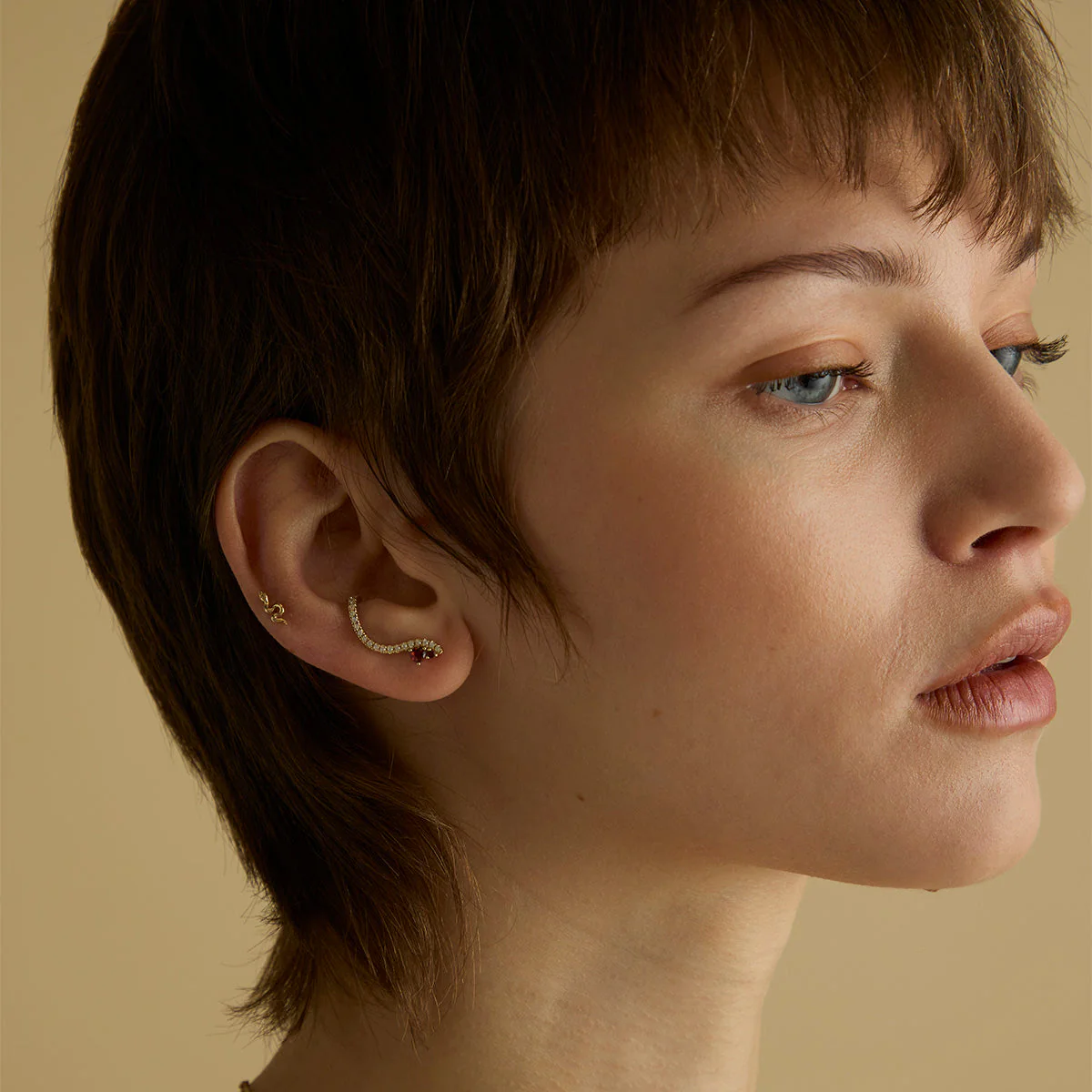 Snake Piercing Stud in Solid Gold - Image 5