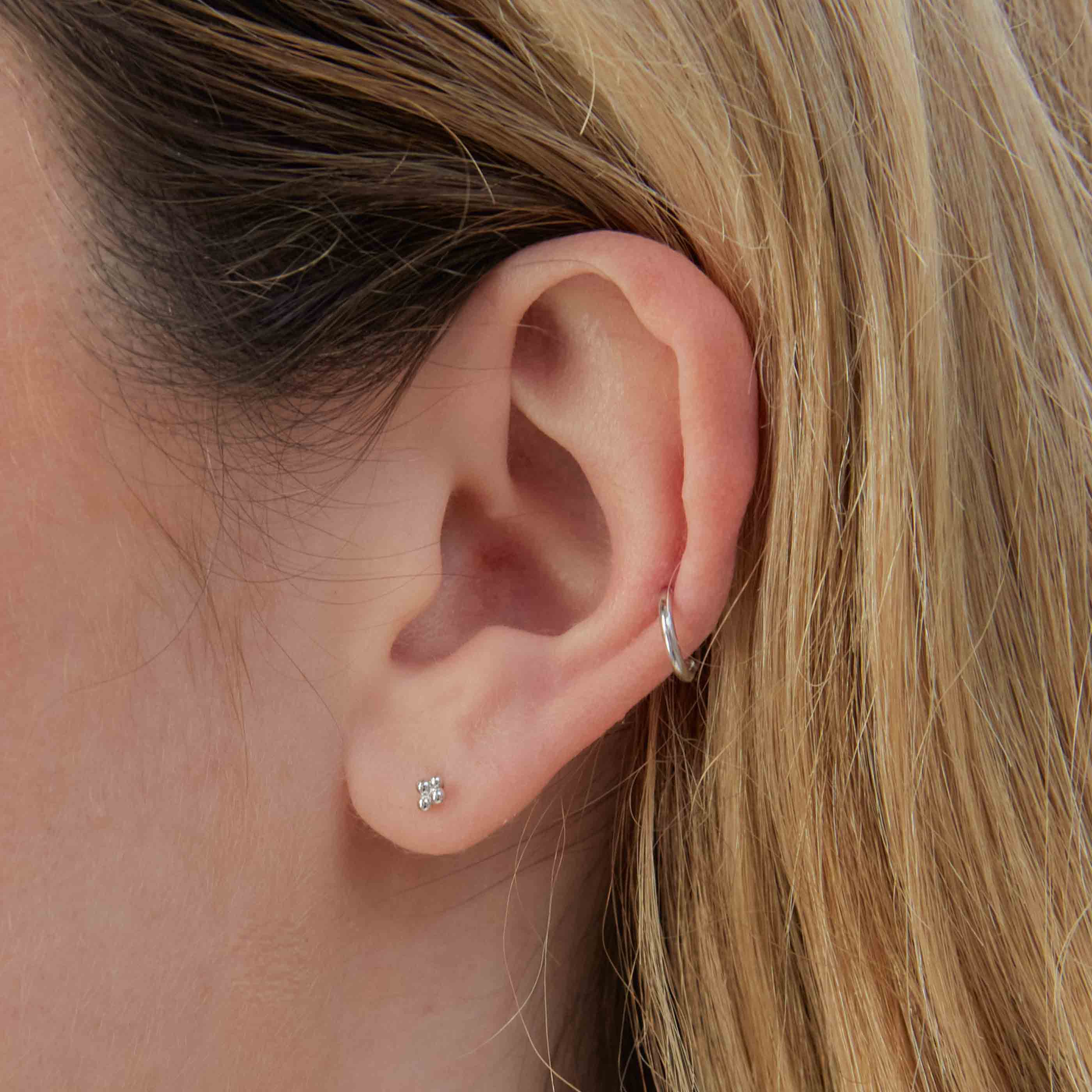 Solid White Gold Simple Piercing Hoop - Image 7