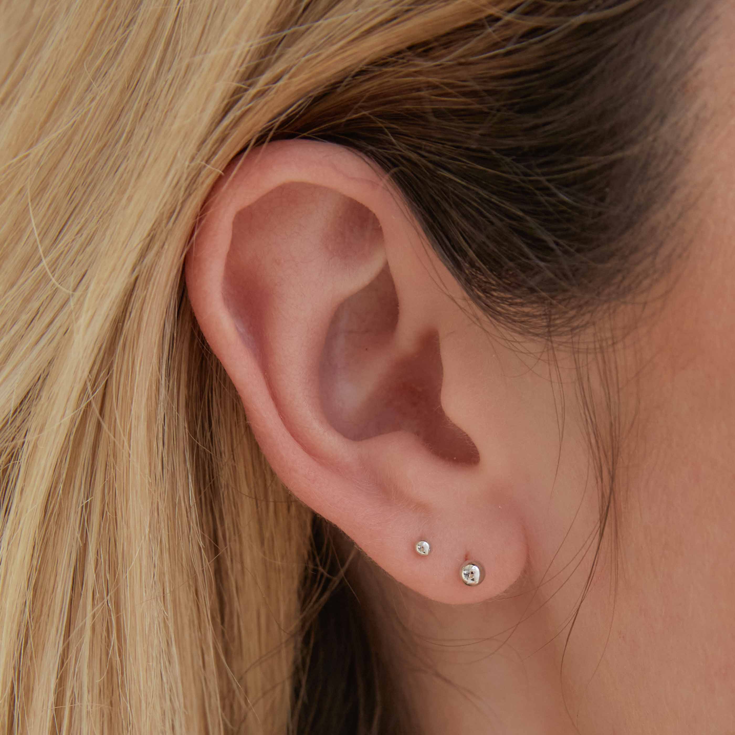 Solid White Gold Small Ball Piercing Stud - Image 2