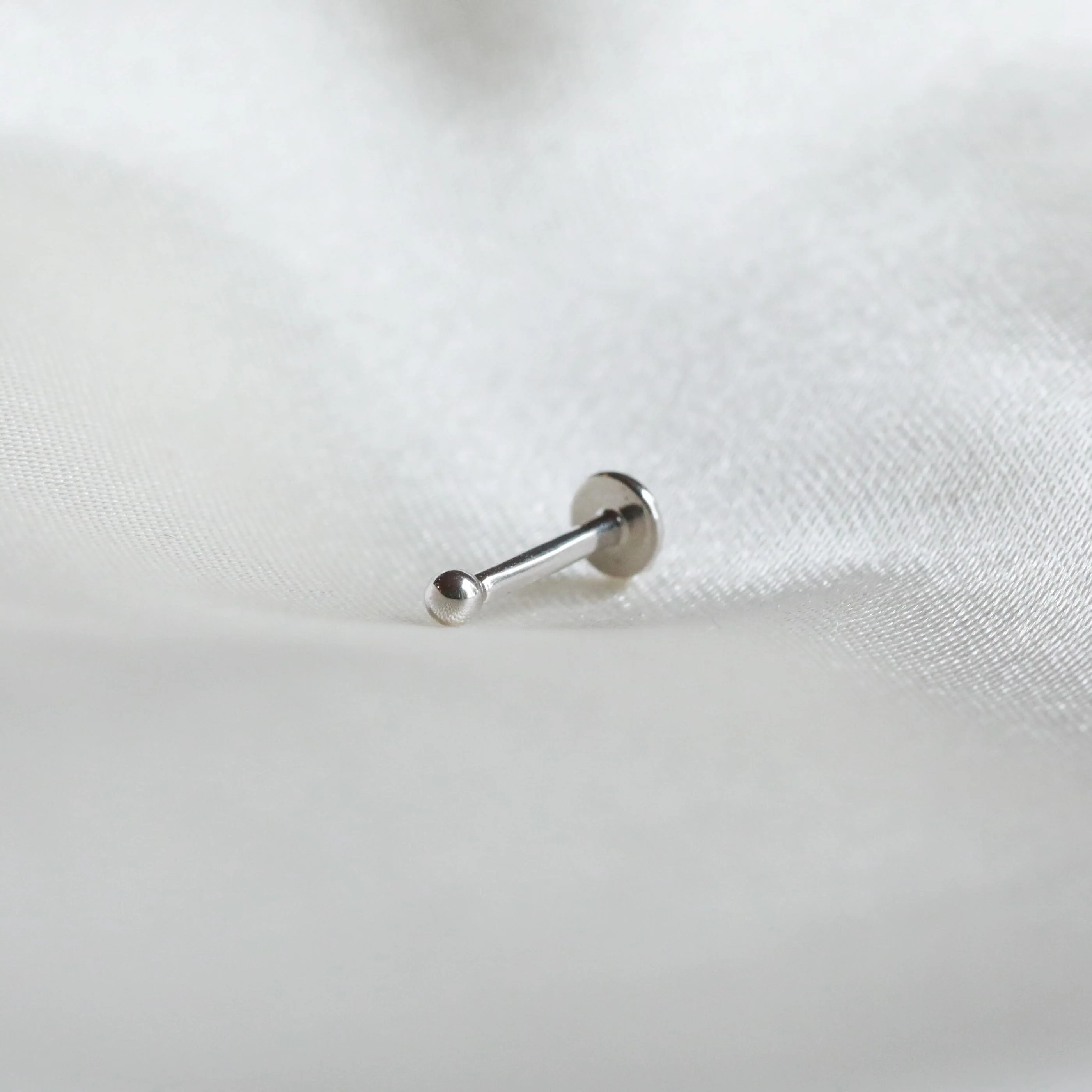 Solid White Gold Small Ball Piercing Stud - Image 4