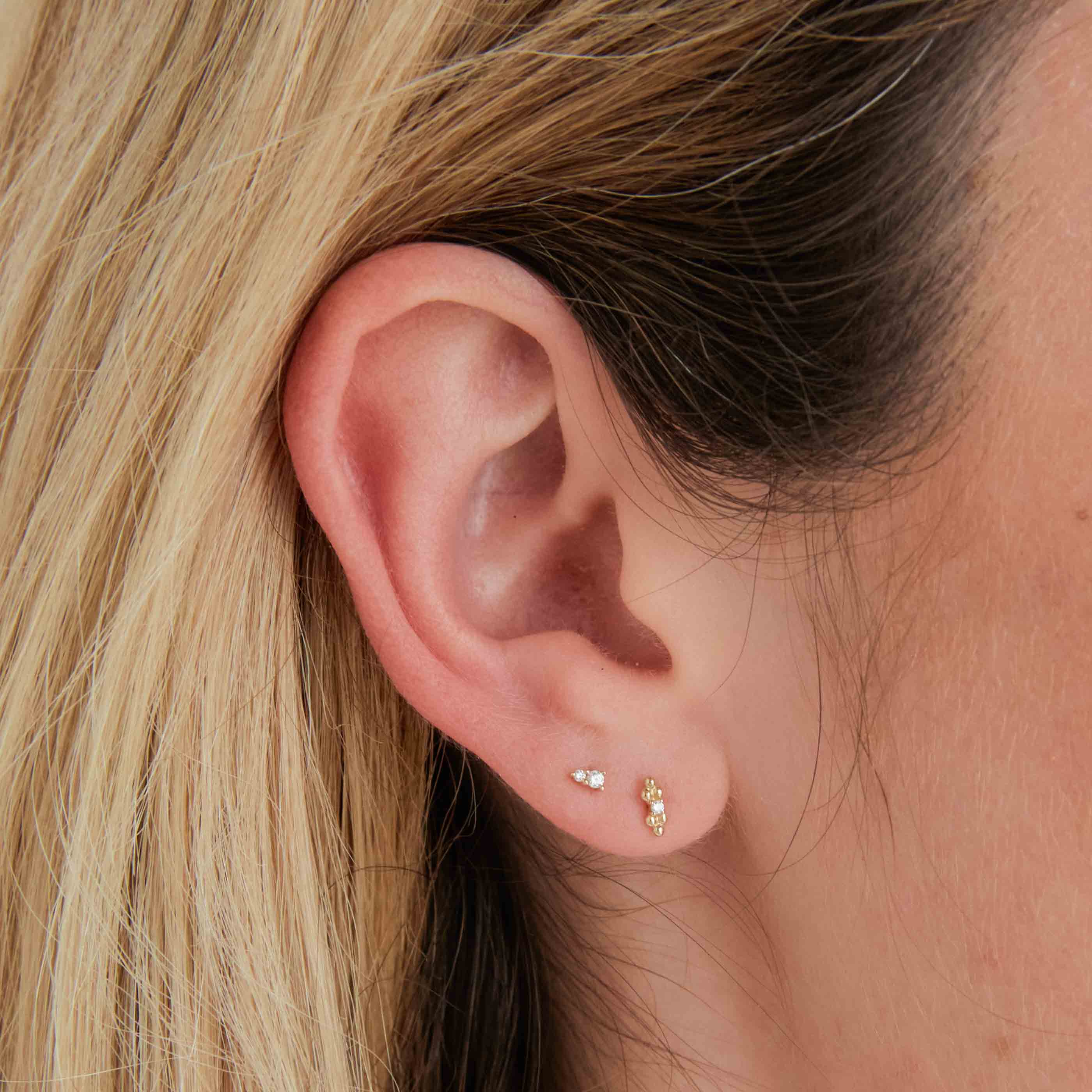 Stacked Topaz Piercing Stud in Solid Gold - Image 2