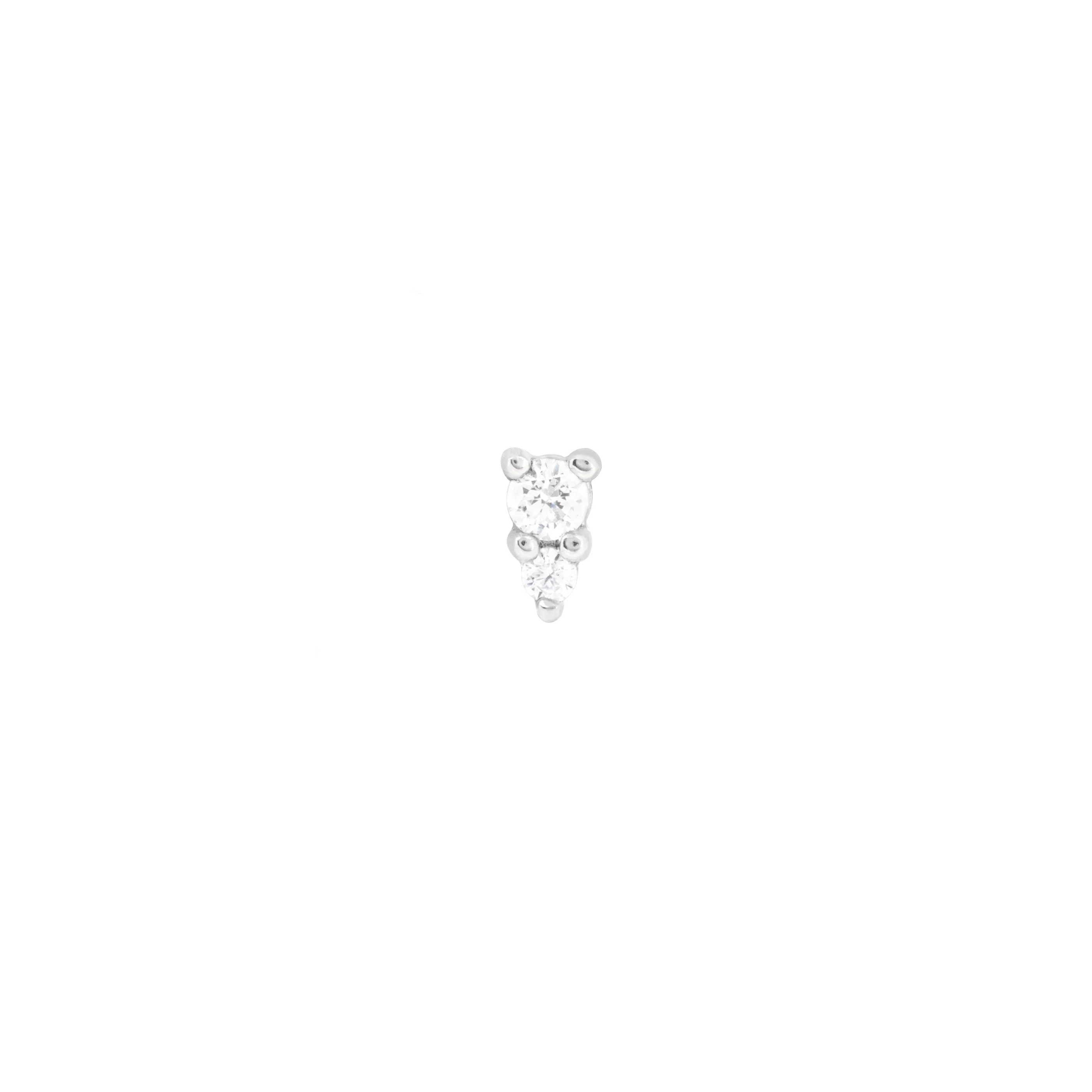 Stacked Topaz Piercing Stud in Solid White Gold - Image 3