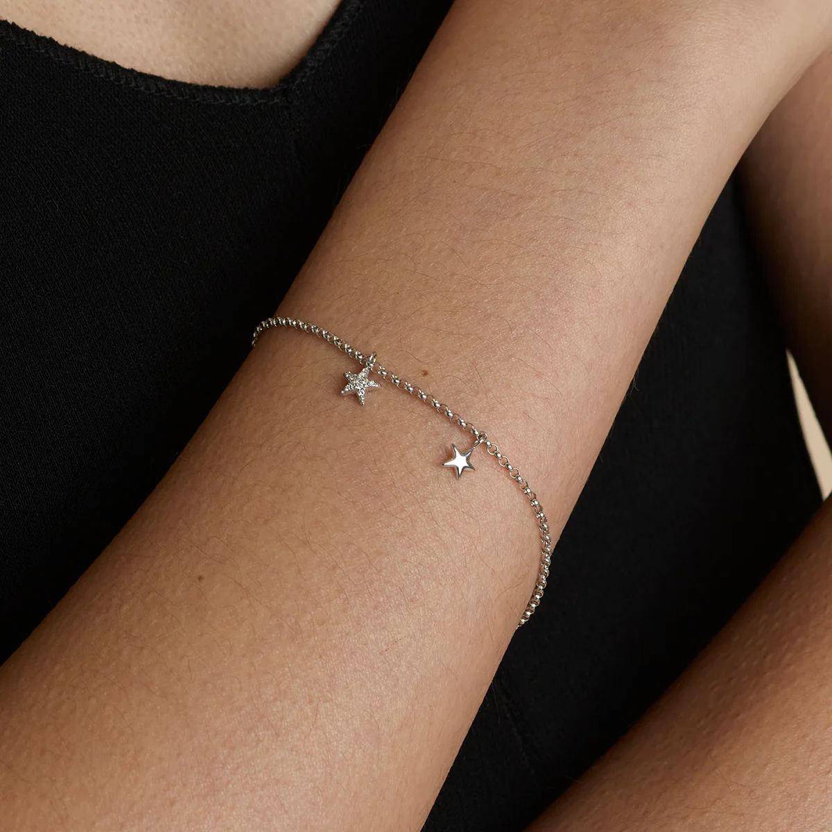 Star Charm 9k White Gold - Image 3