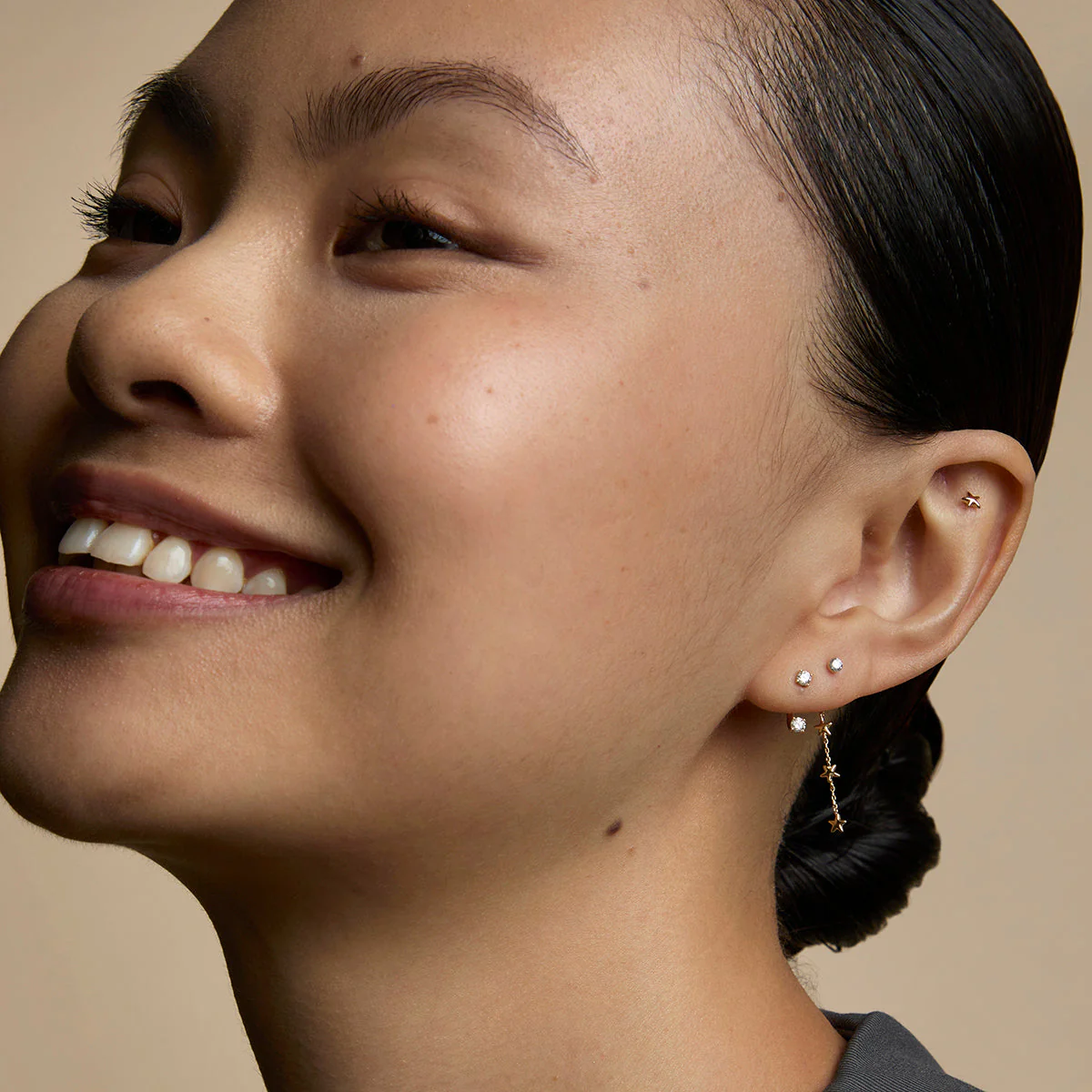 Star Small Piercing Stud in Solid Gold - Image 4