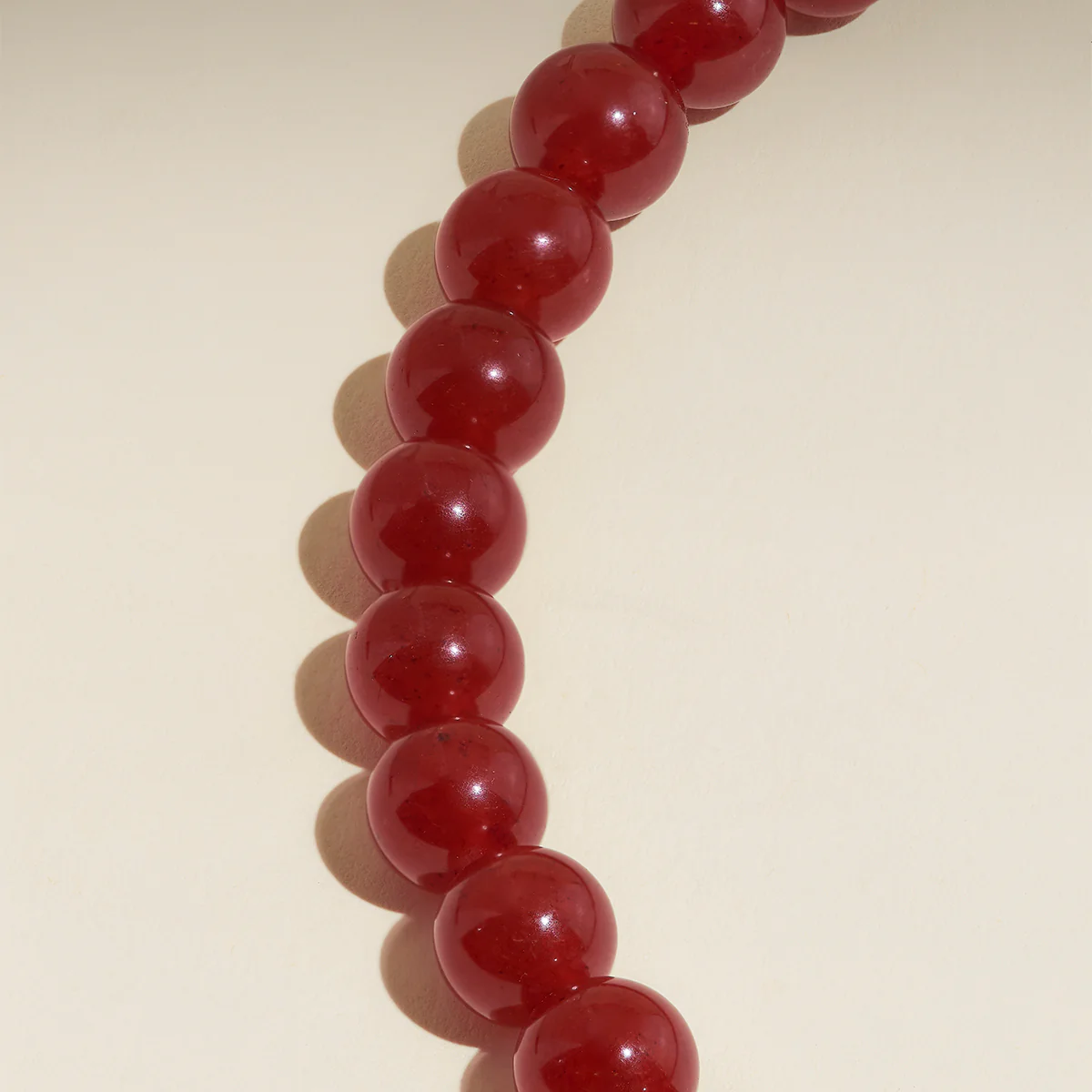Sunset Red Beaded Necklace in Gold - Image 4