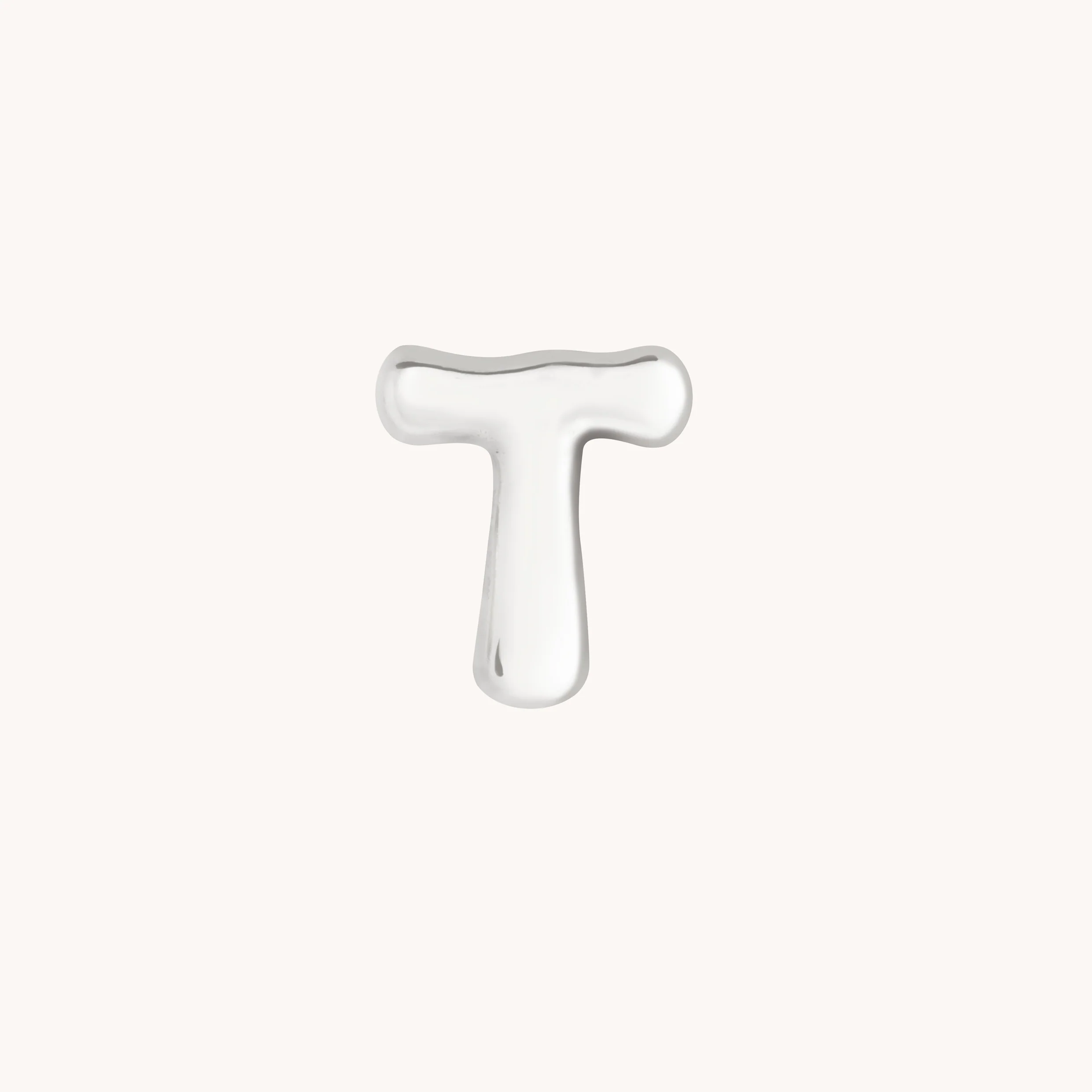 T Initial Click Charm in Solid White Gold