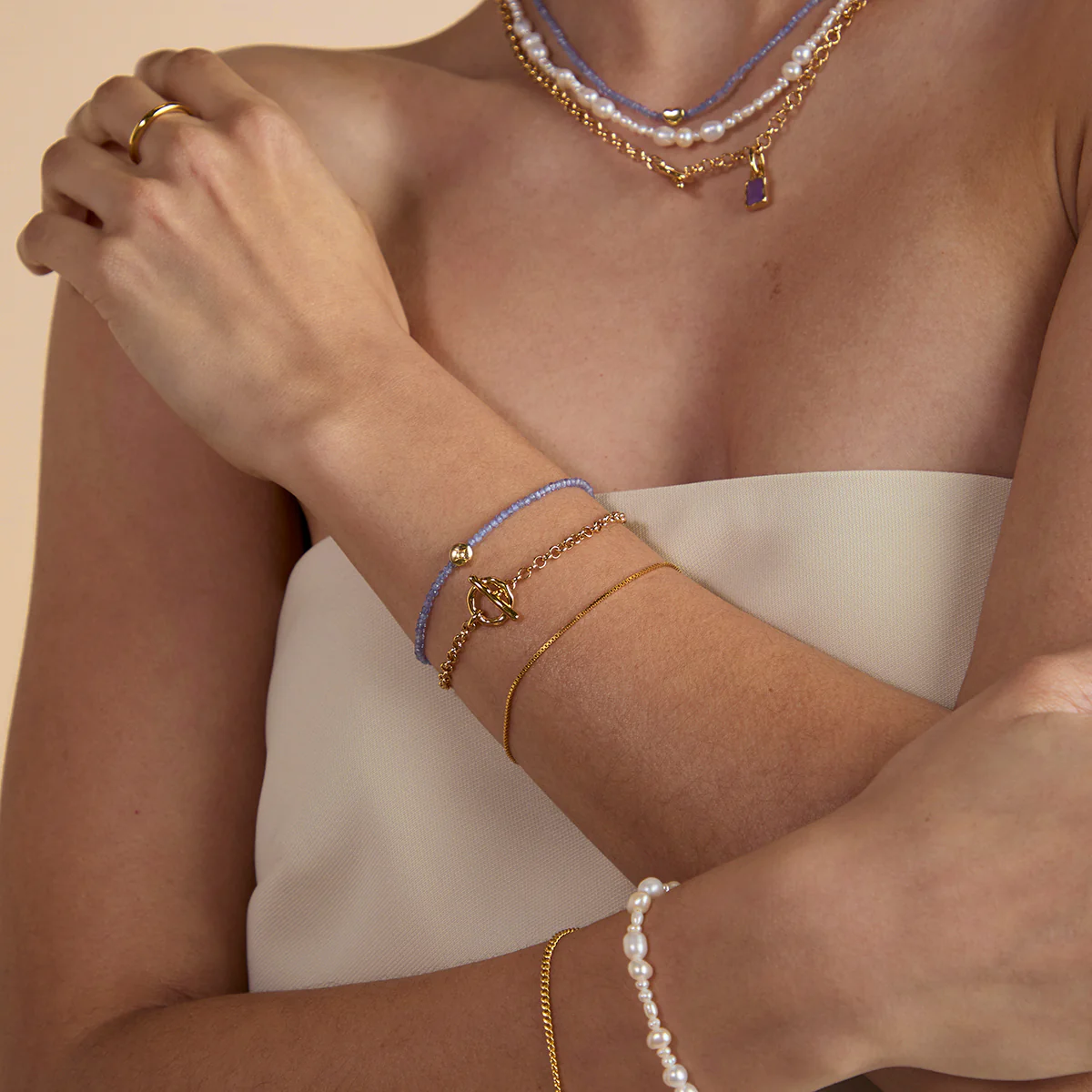 Tanzanite December Beaded Bracelet in Solid Gold - Image 3