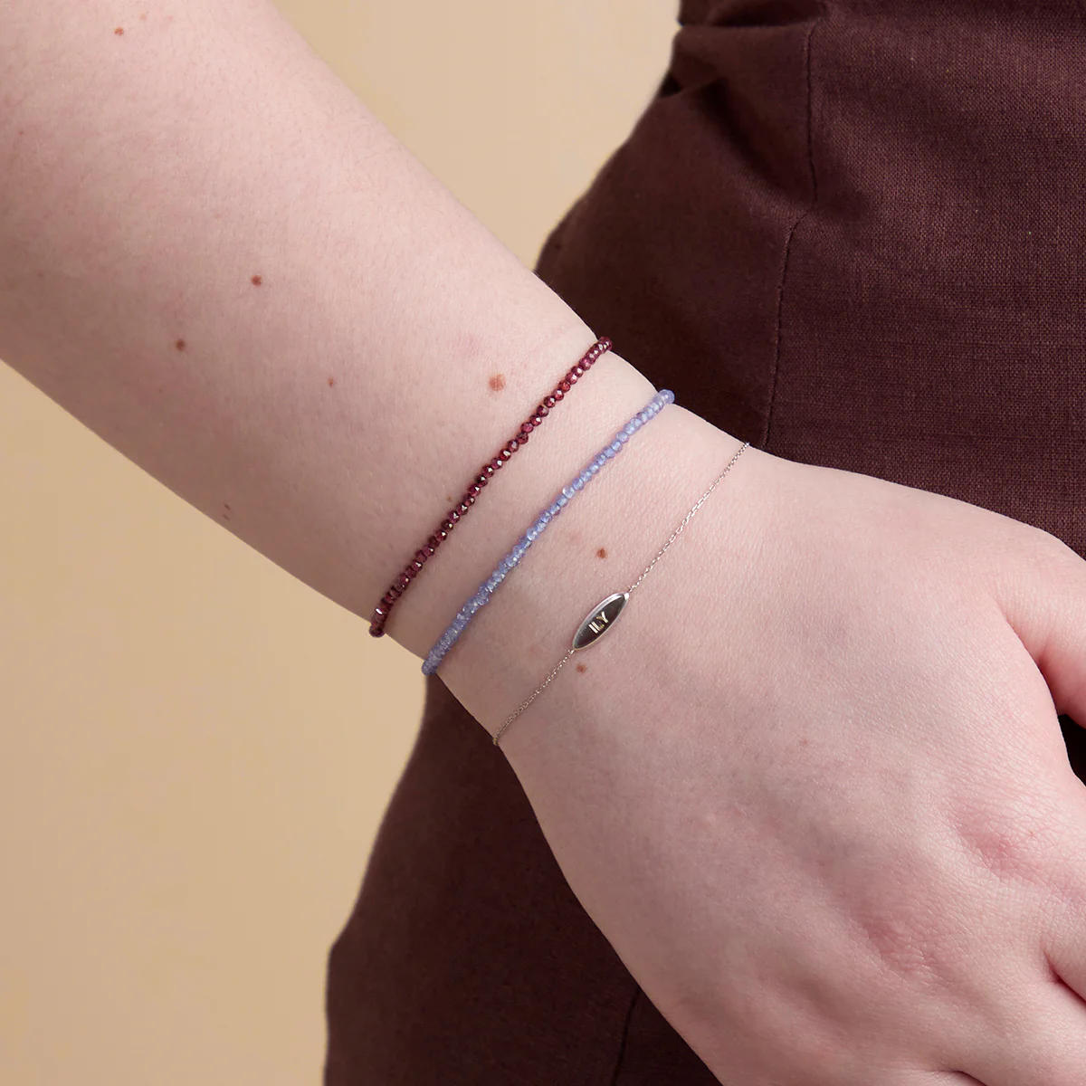 Tanzanite December Beaded Bracelet in Solid White Gold - Image 3
