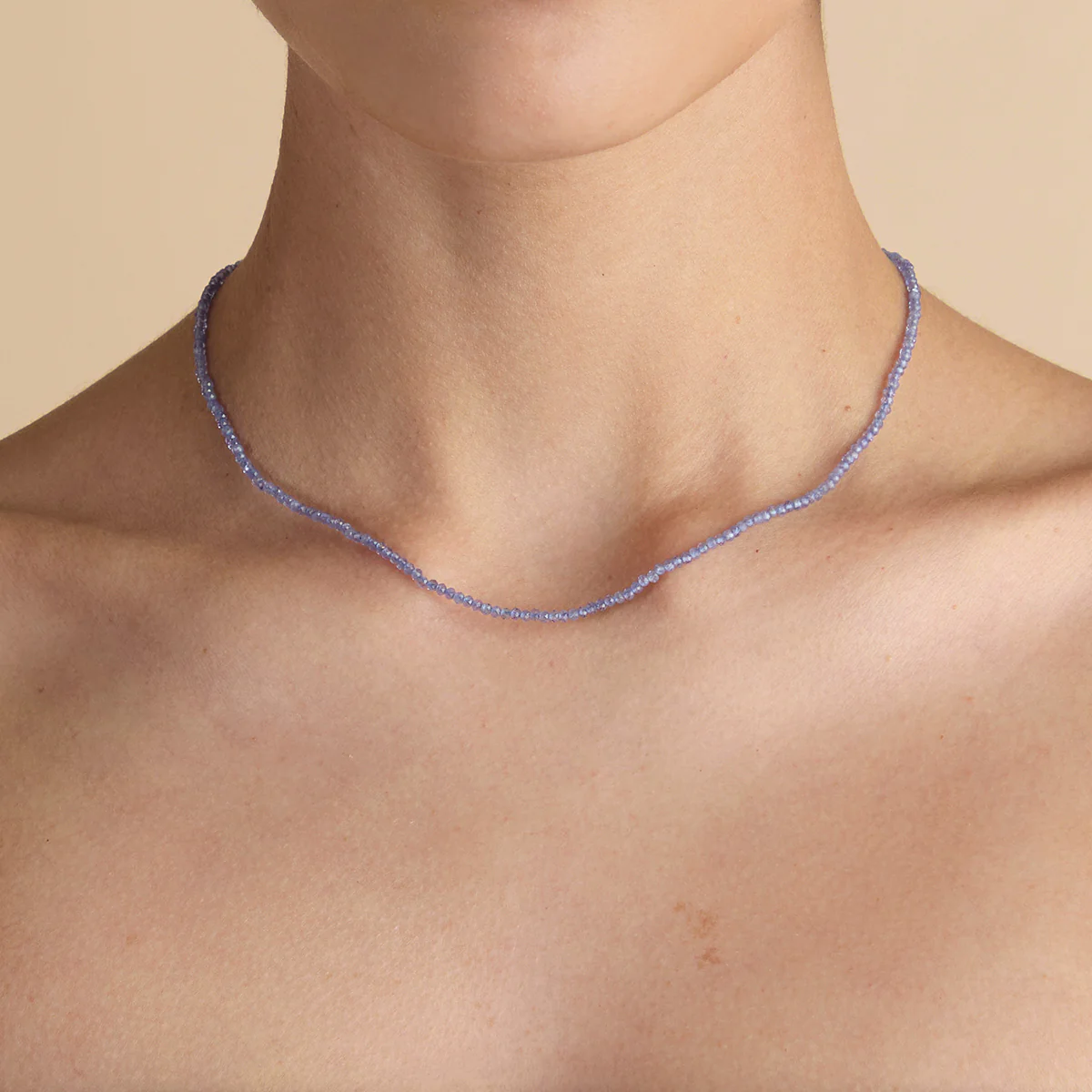 Tanzanite December Beaded Necklace in Solid Gold - Image 2