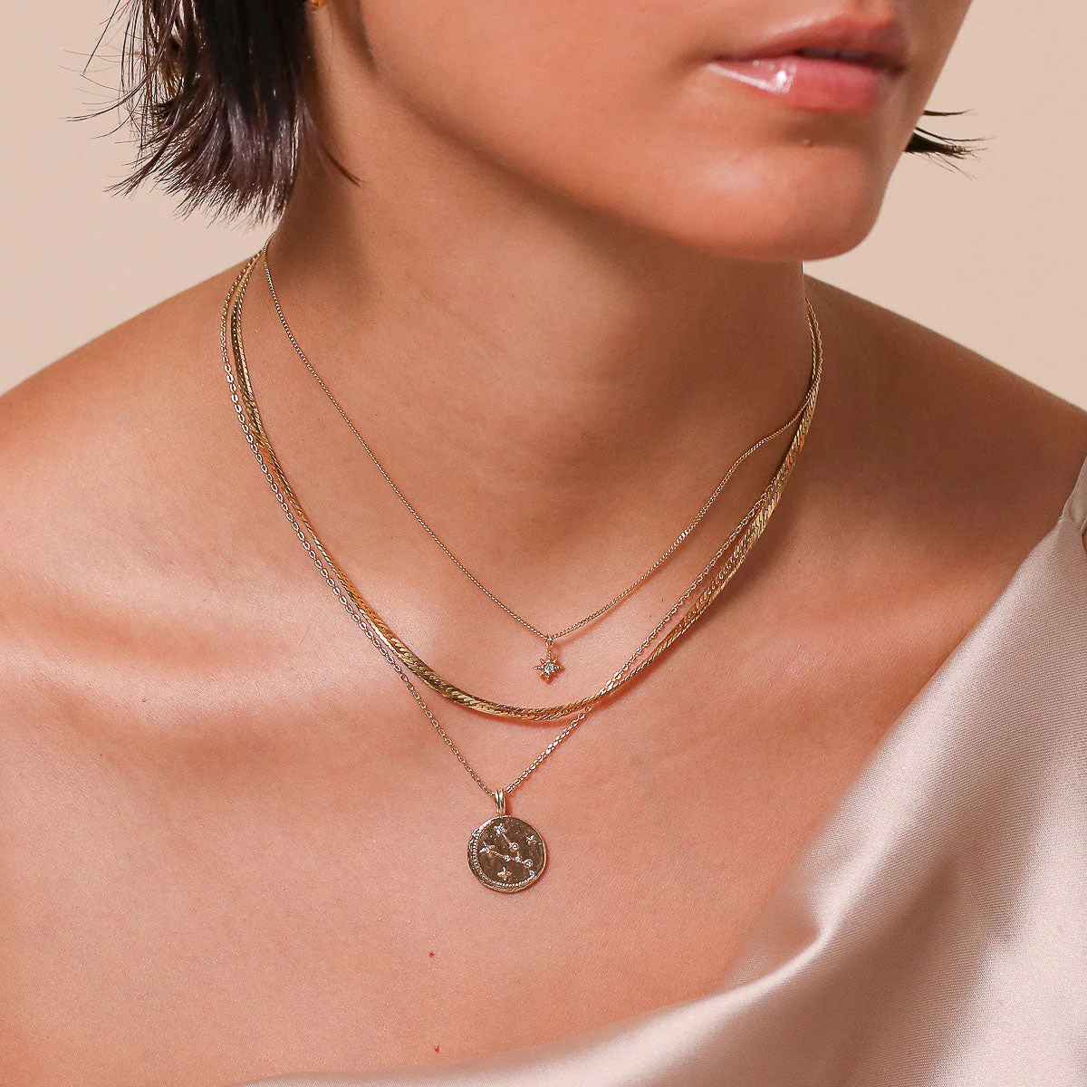 Taurus Zodiac Pendant Necklace in Gold - Image 3