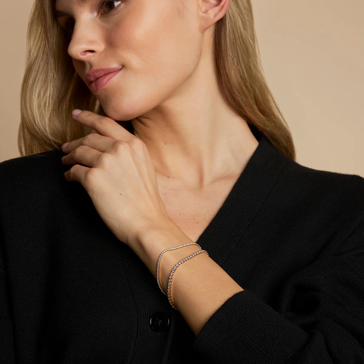 Tennis Bracelet Stacking Set in Gold - Image 4
