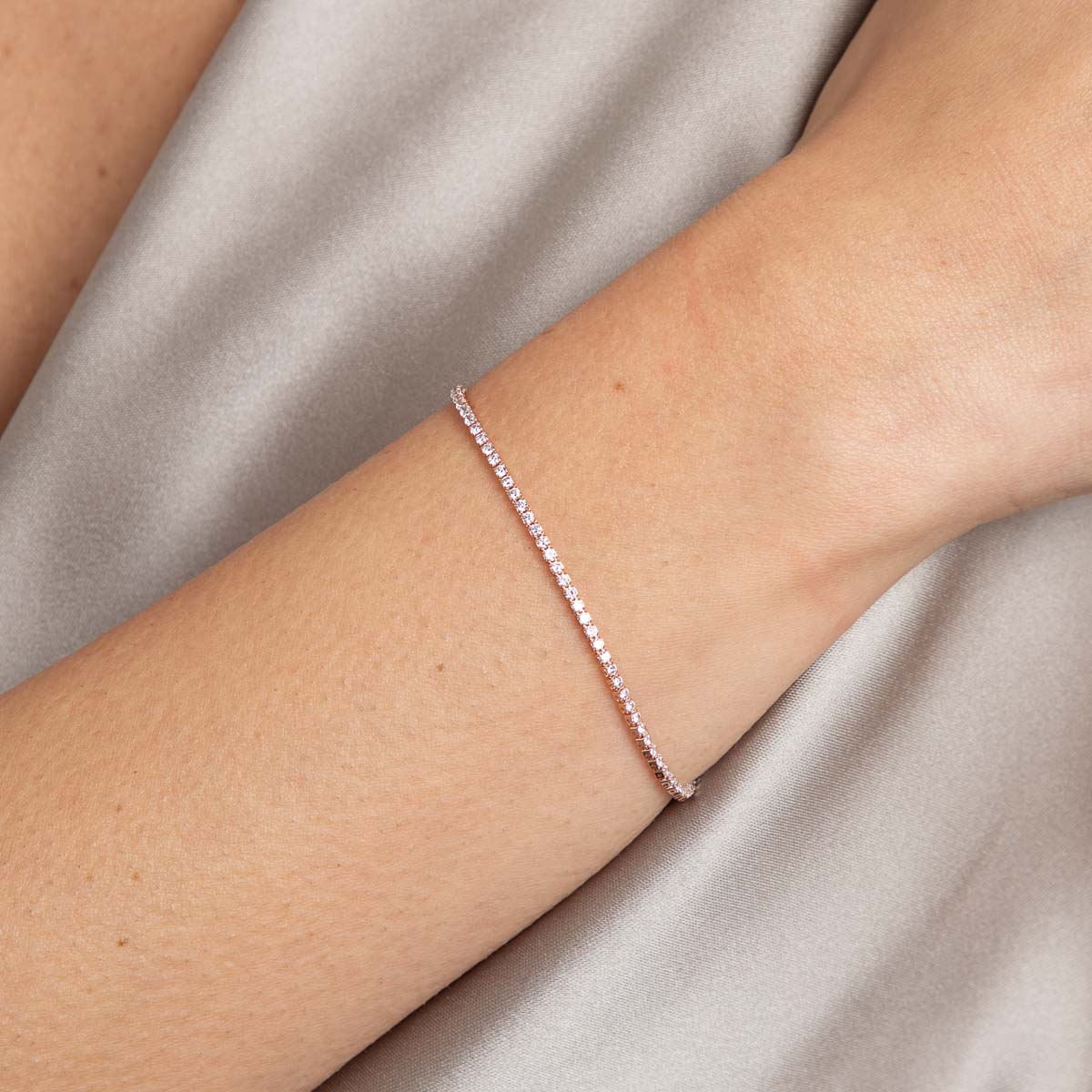 Tennis Chain Bracelet in Rose Gold - Image 2