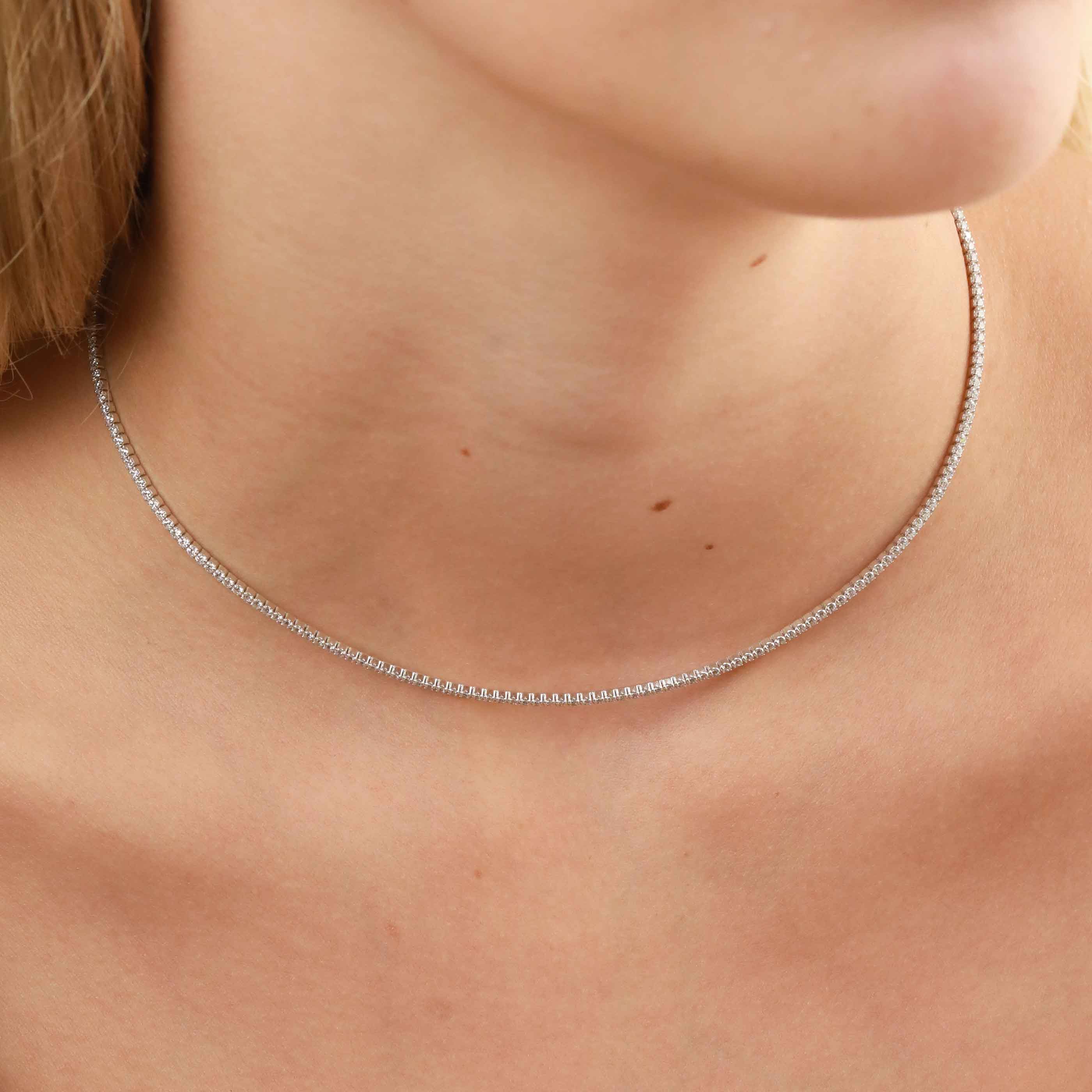 Tennis Chain Necklace in Silver - Image 2