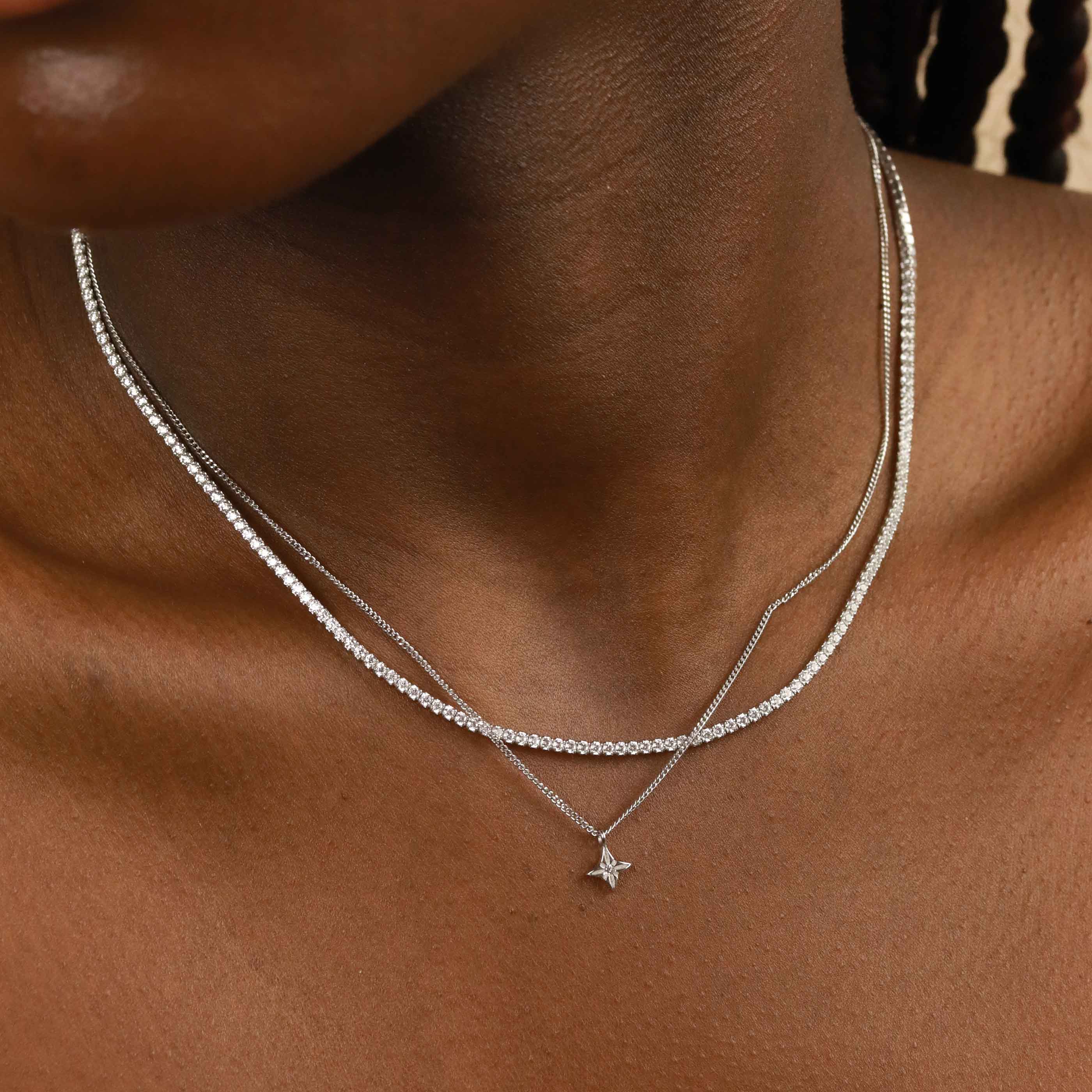 Tennis Chain Necklace in Silver - Image 3