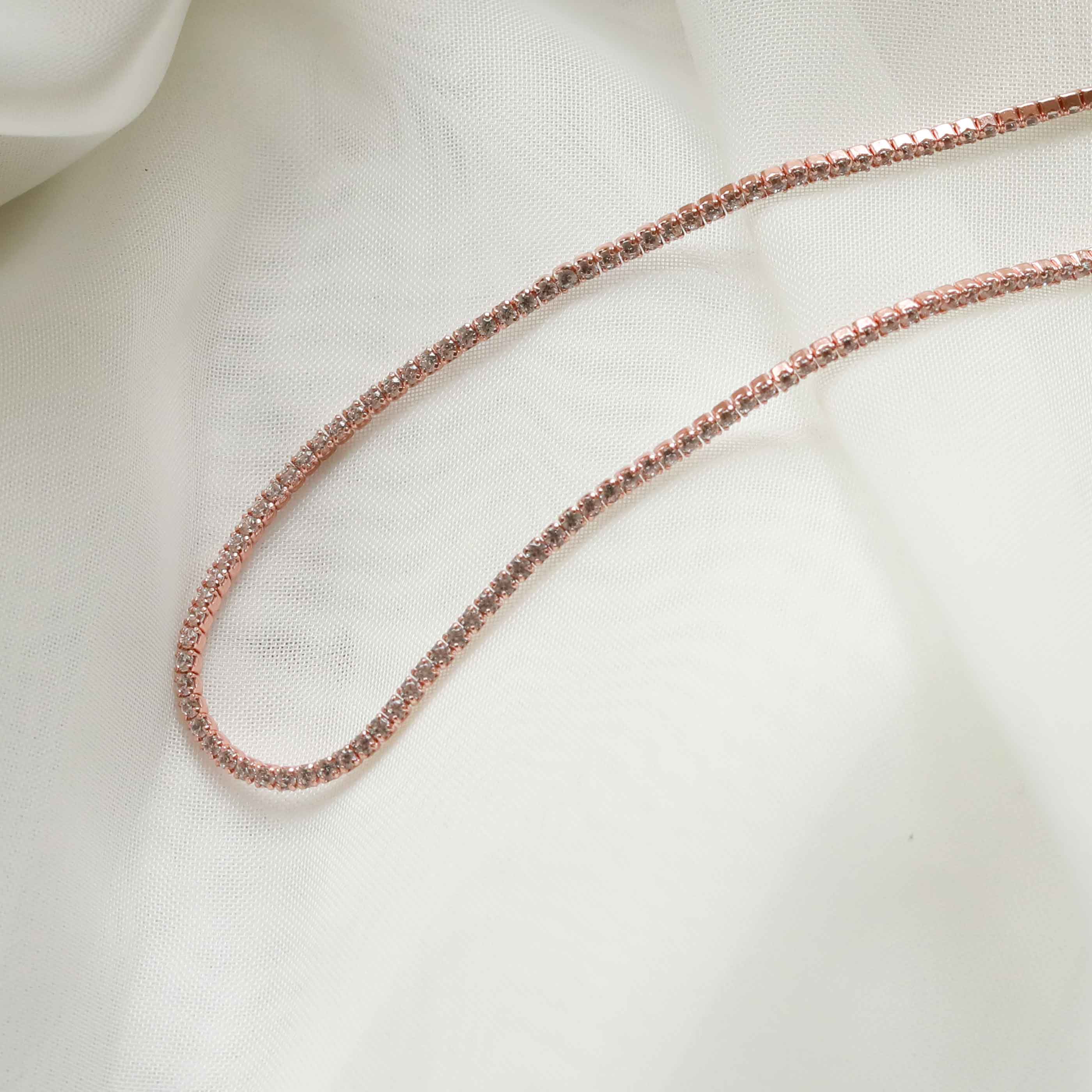 Tennis Chain Necklace in Rose Gold - Image 3
