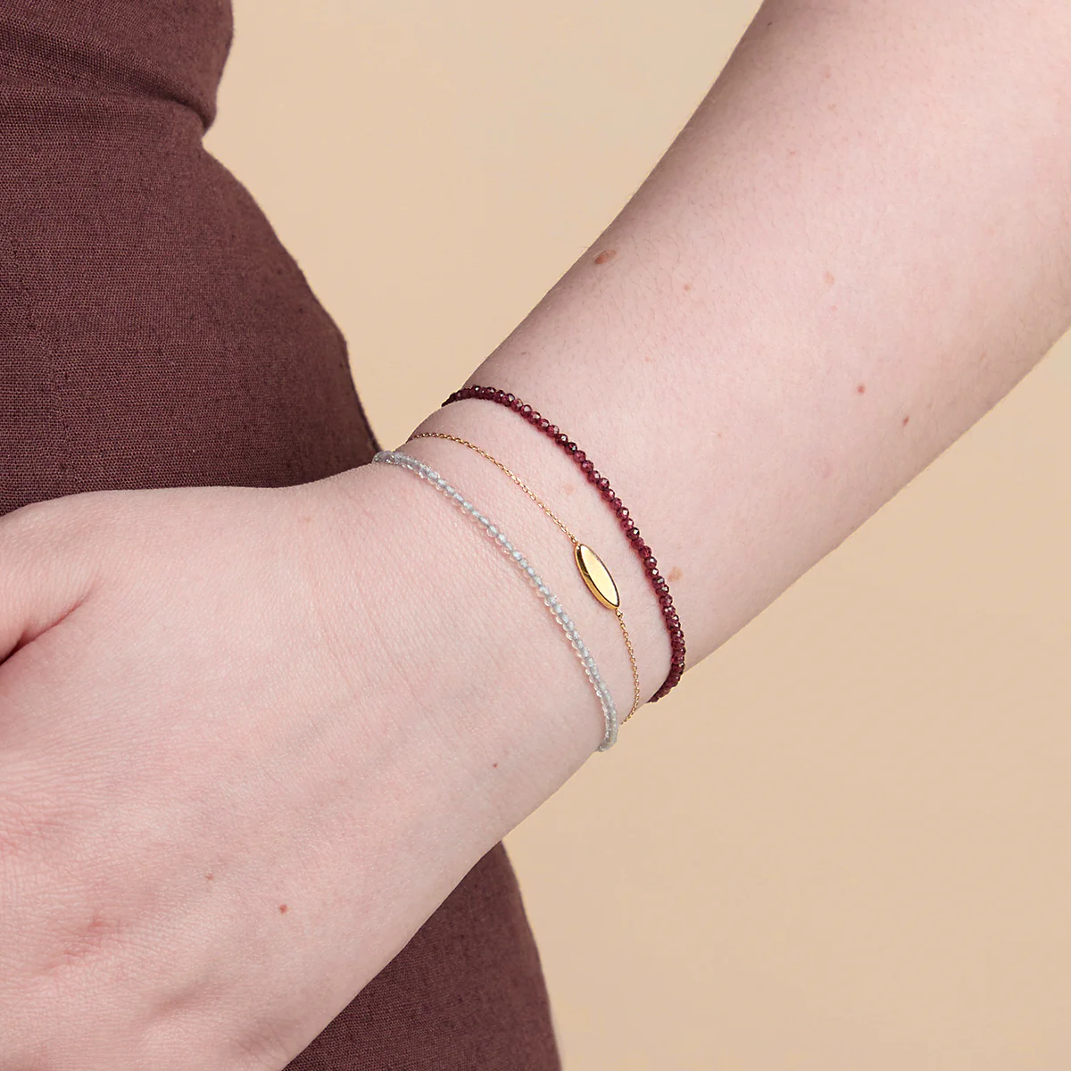 Topaz April Beaded Bracelet in Solid Gold - Image 3
