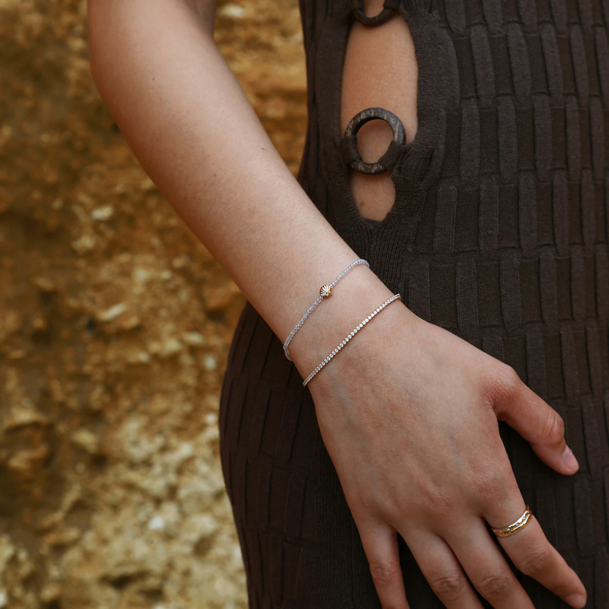 Topaz April Beaded Bracelet in Solid Gold - Image 4