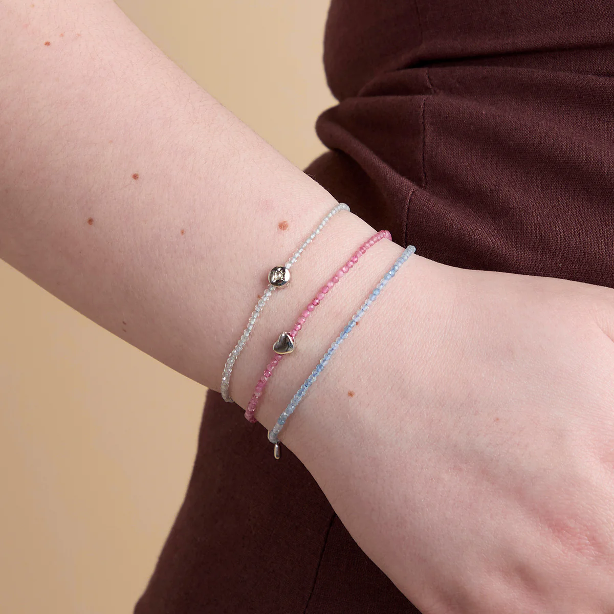 Topaz April Beaded Bracelet in Solid White Gold - Image 3