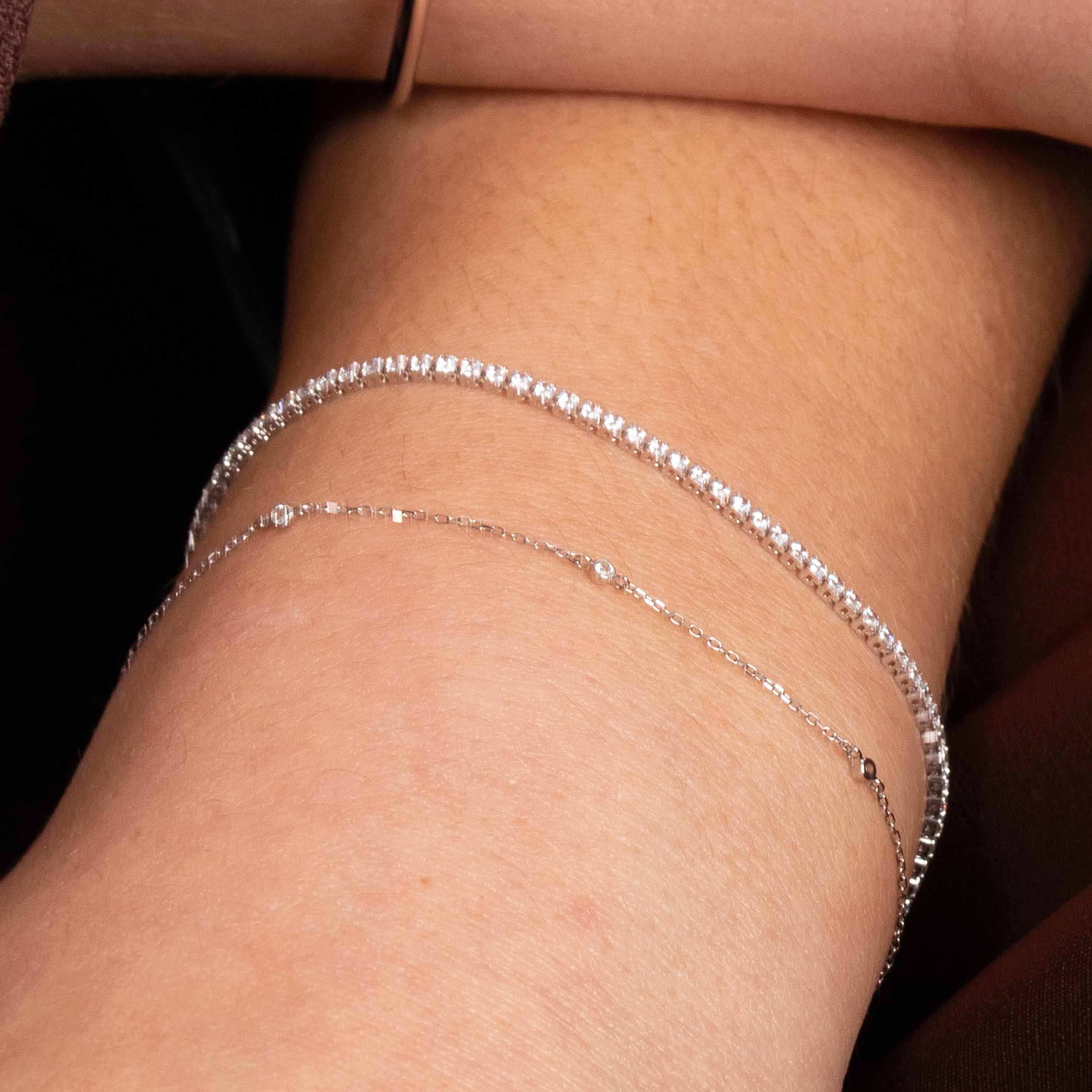 Topaz Charm Bracelet in Solid White Gold - Image 3