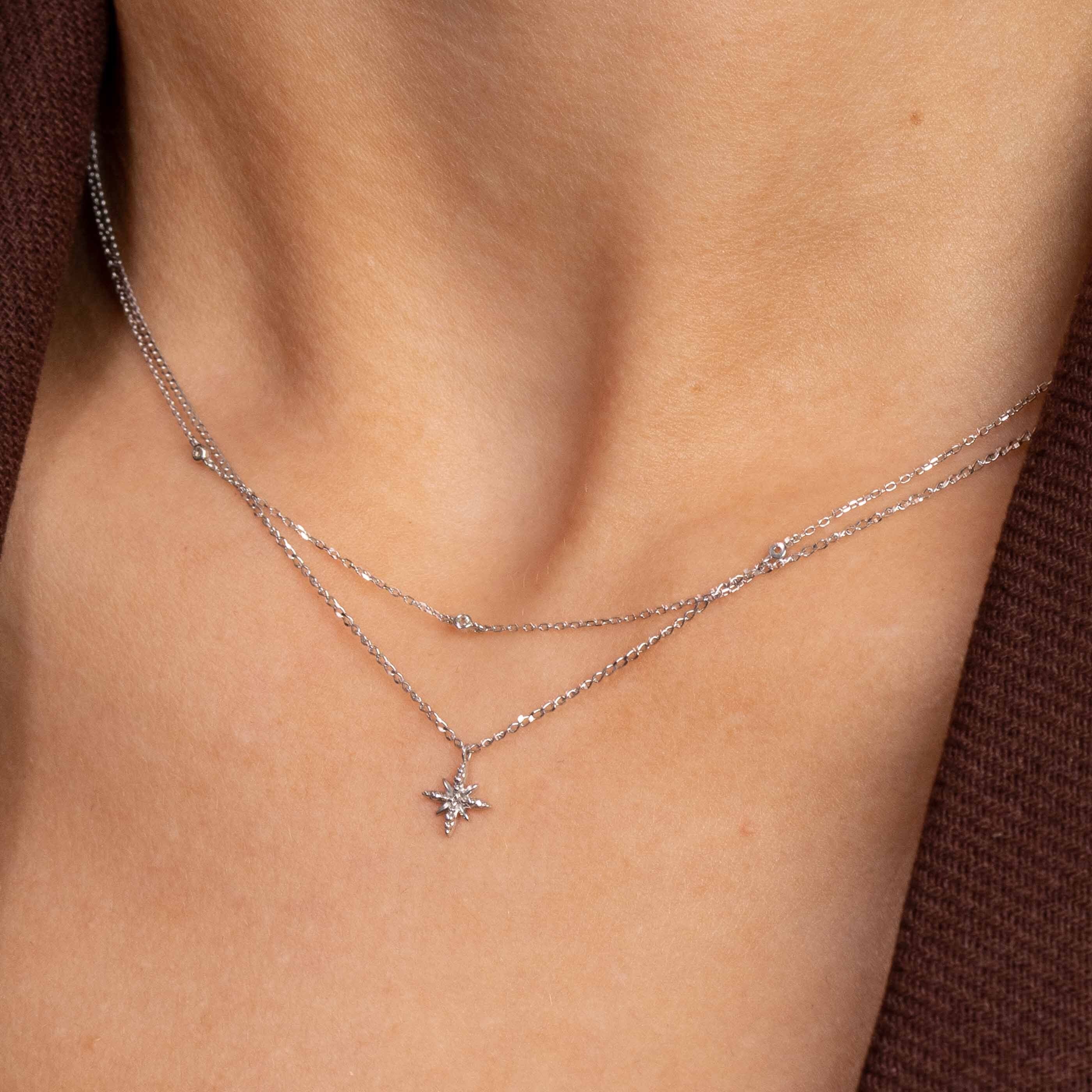 Topaz Charm Necklace in Solid White Gold - Image 4