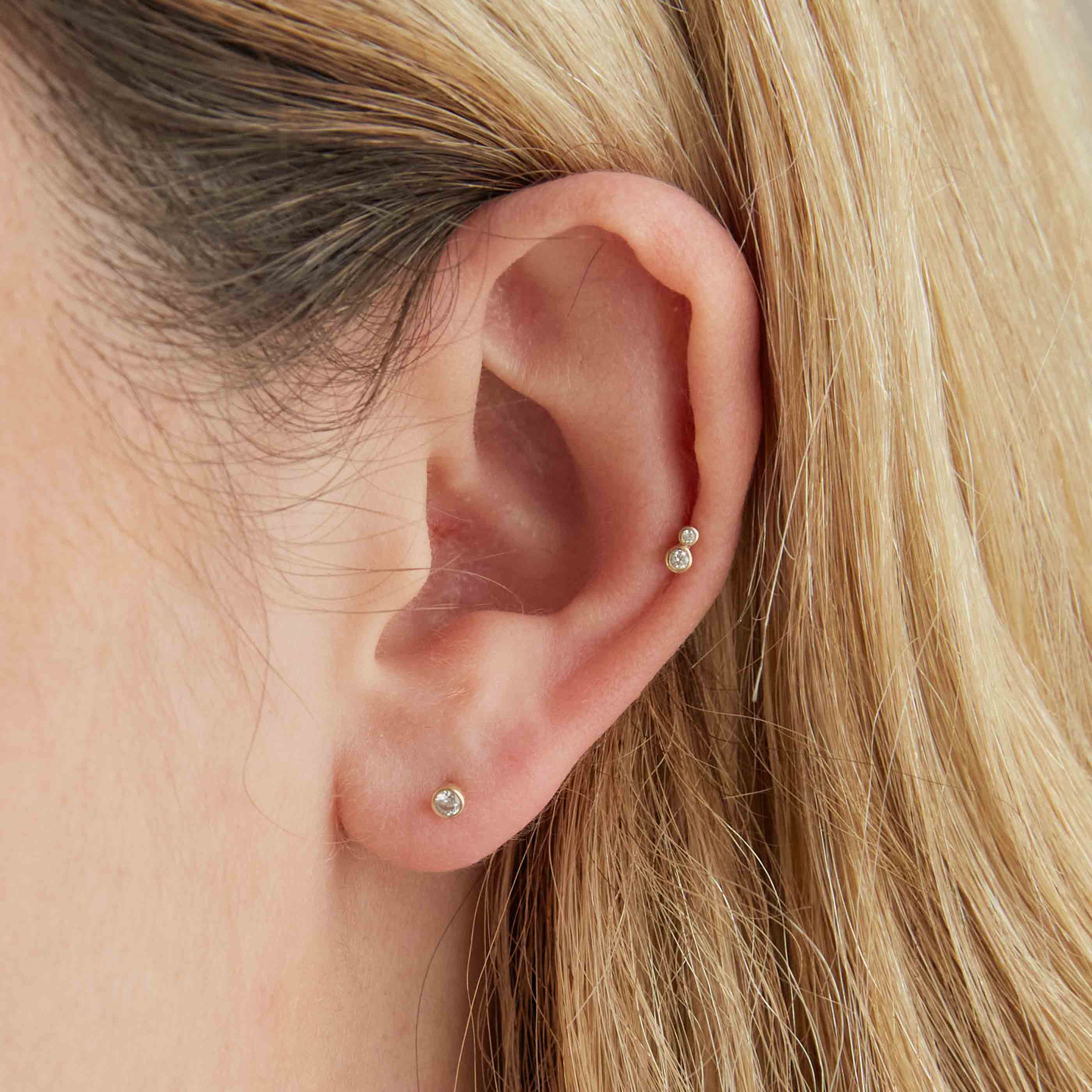 Topaz Gem Piercing Stud in Solid Gold - Image 2