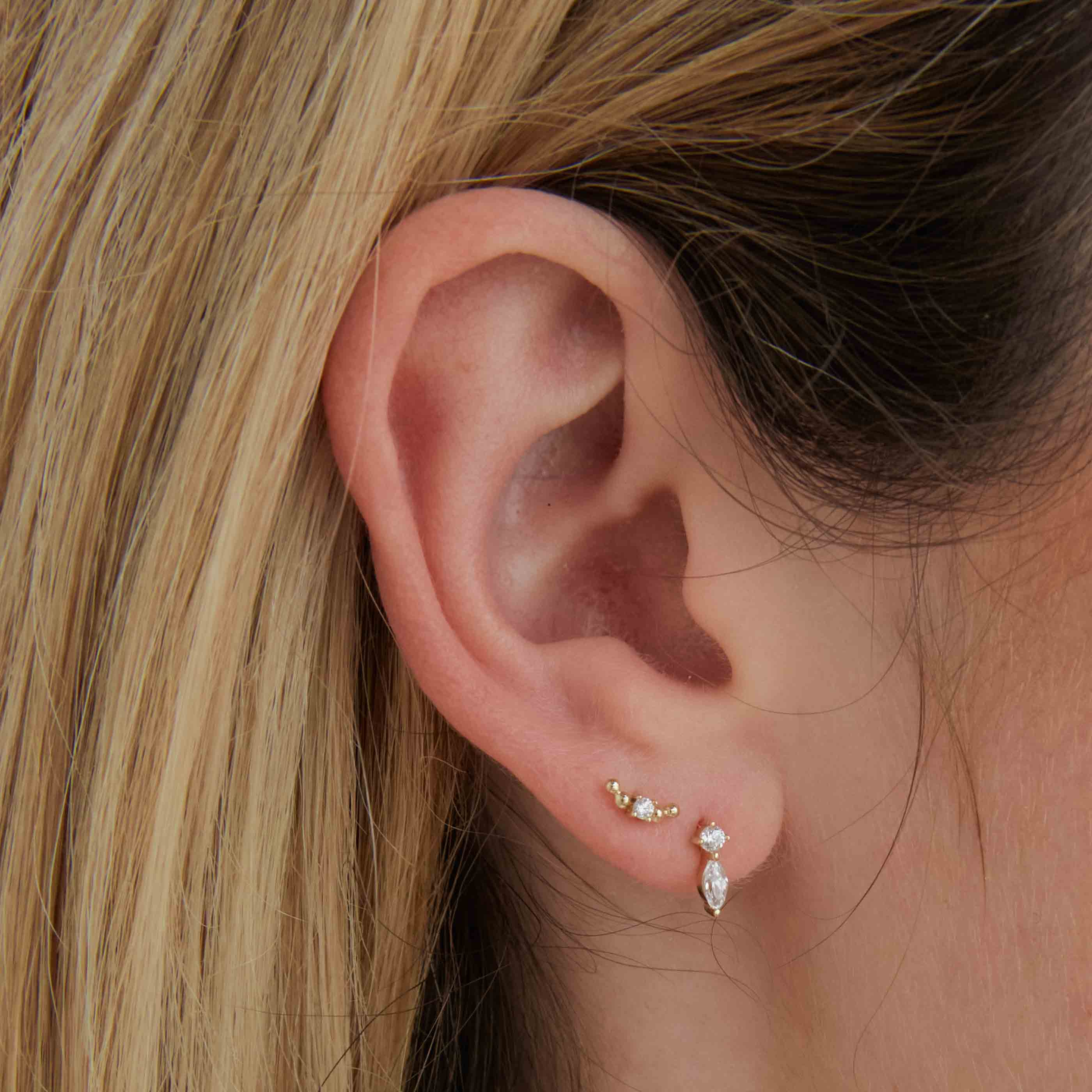 Topaz Teardrop Piercing Stud in Solid Gold - Image 2
