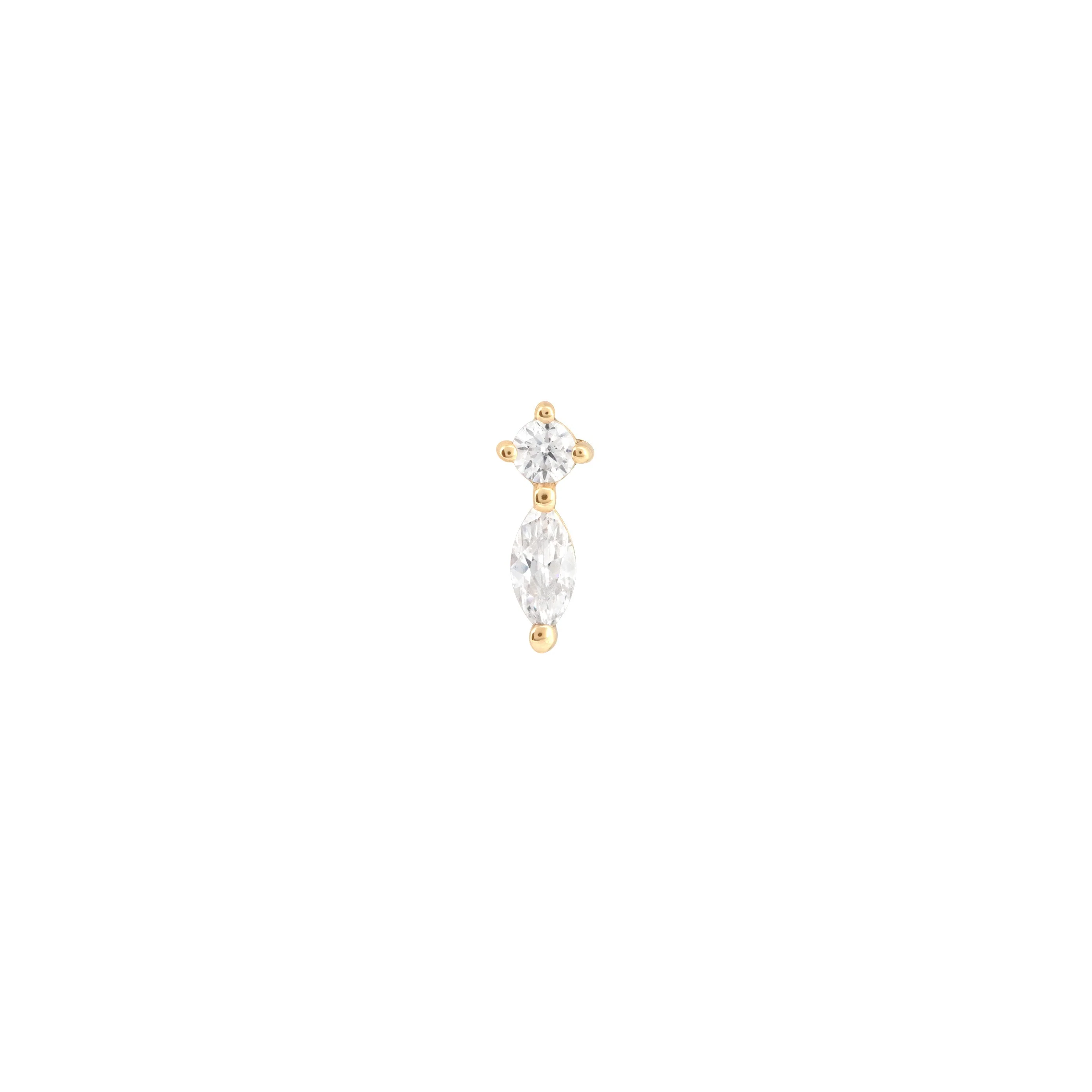 Topaz Teardrop Piercing Stud in Solid Gold - Image 3