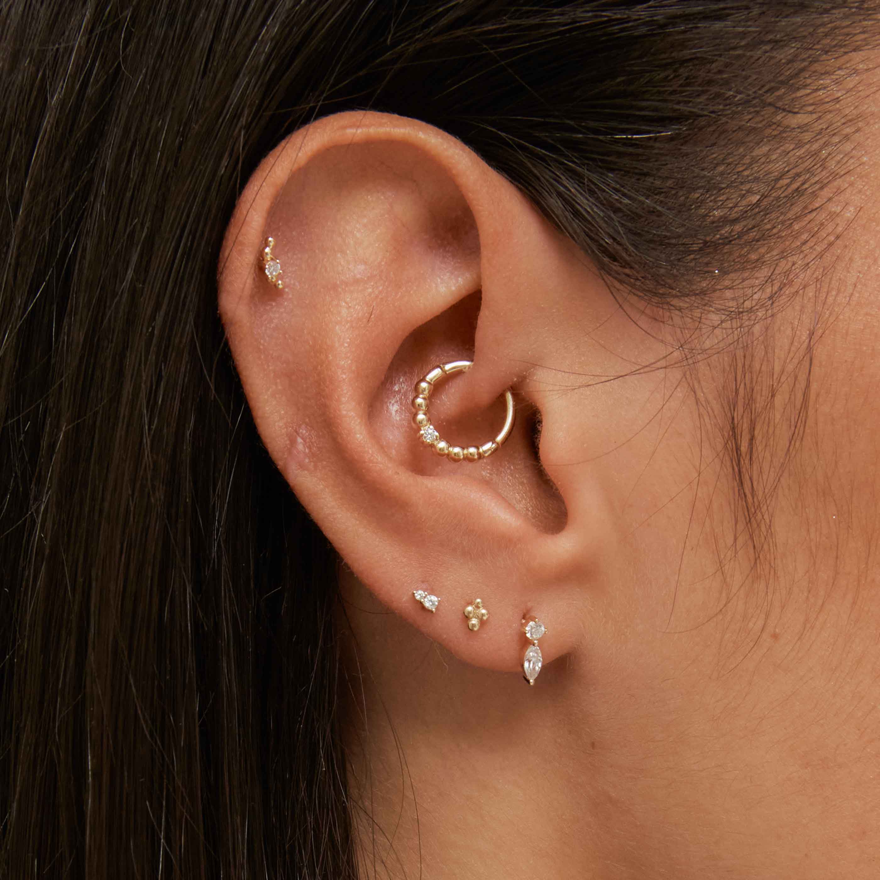 Topaz Teardrop Piercing Stud in Solid Gold - Image 4