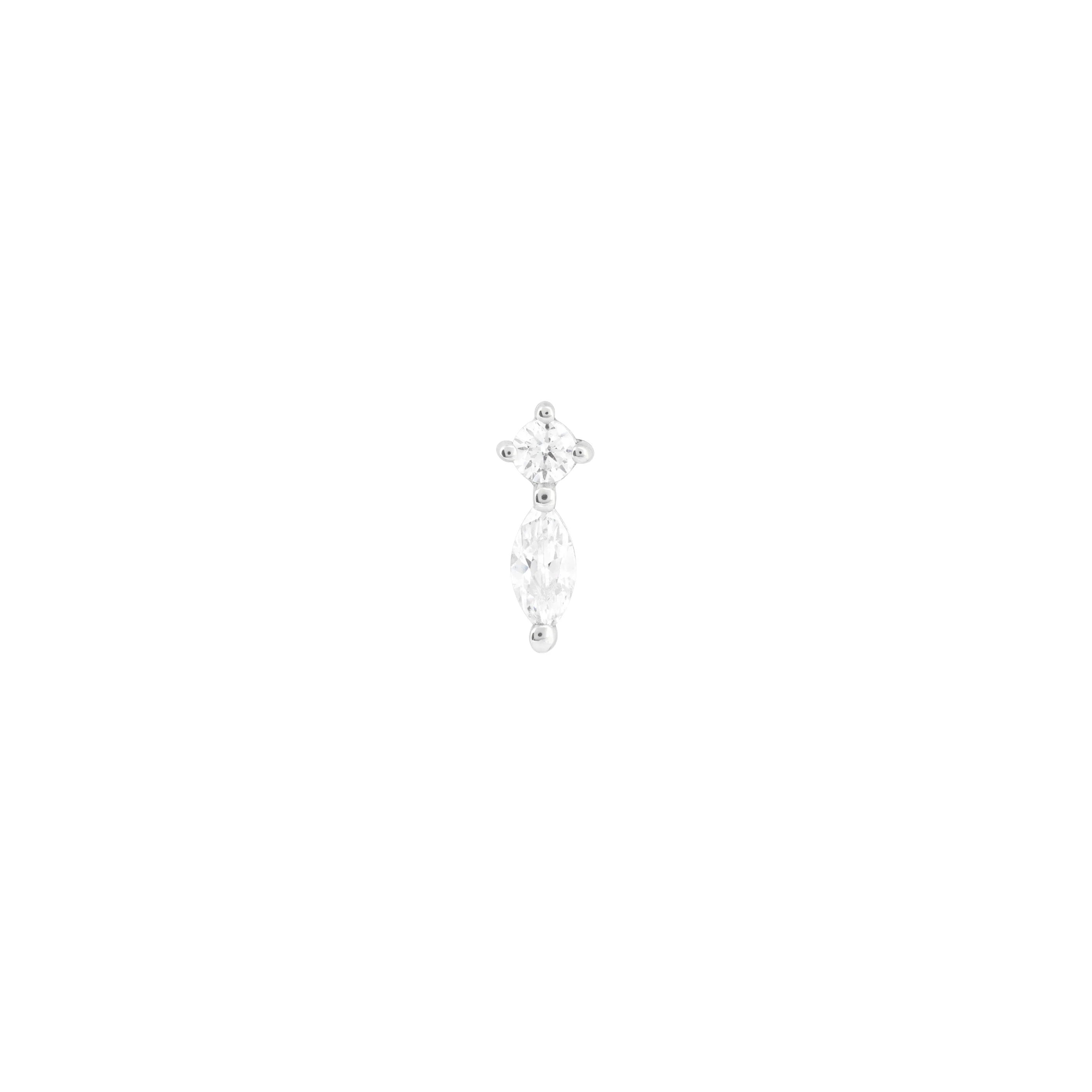 Topaz Teardrop Piercing Stud in Solid White Gold - Image 3