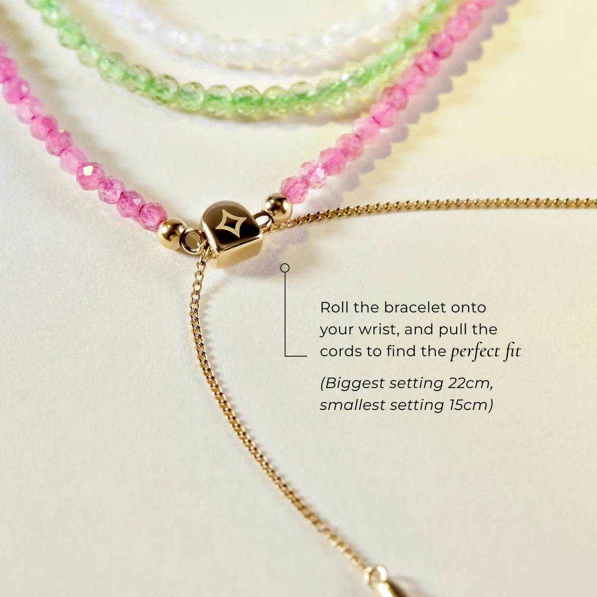 Tourmaline October Beaded Bracelet in Solid Gold - Image 3