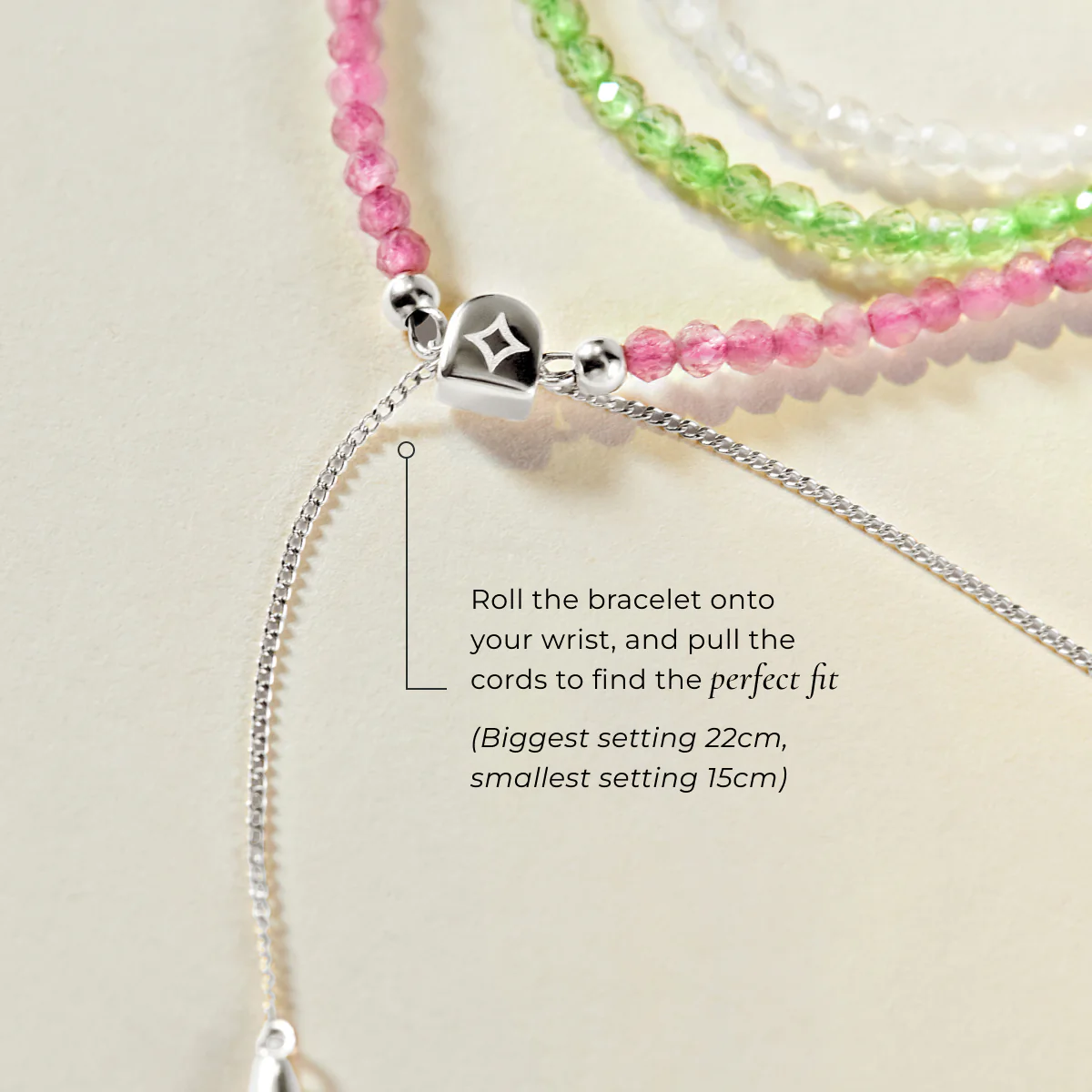Tourmaline October Beaded Bracelet in Solid White Gold - Image 3