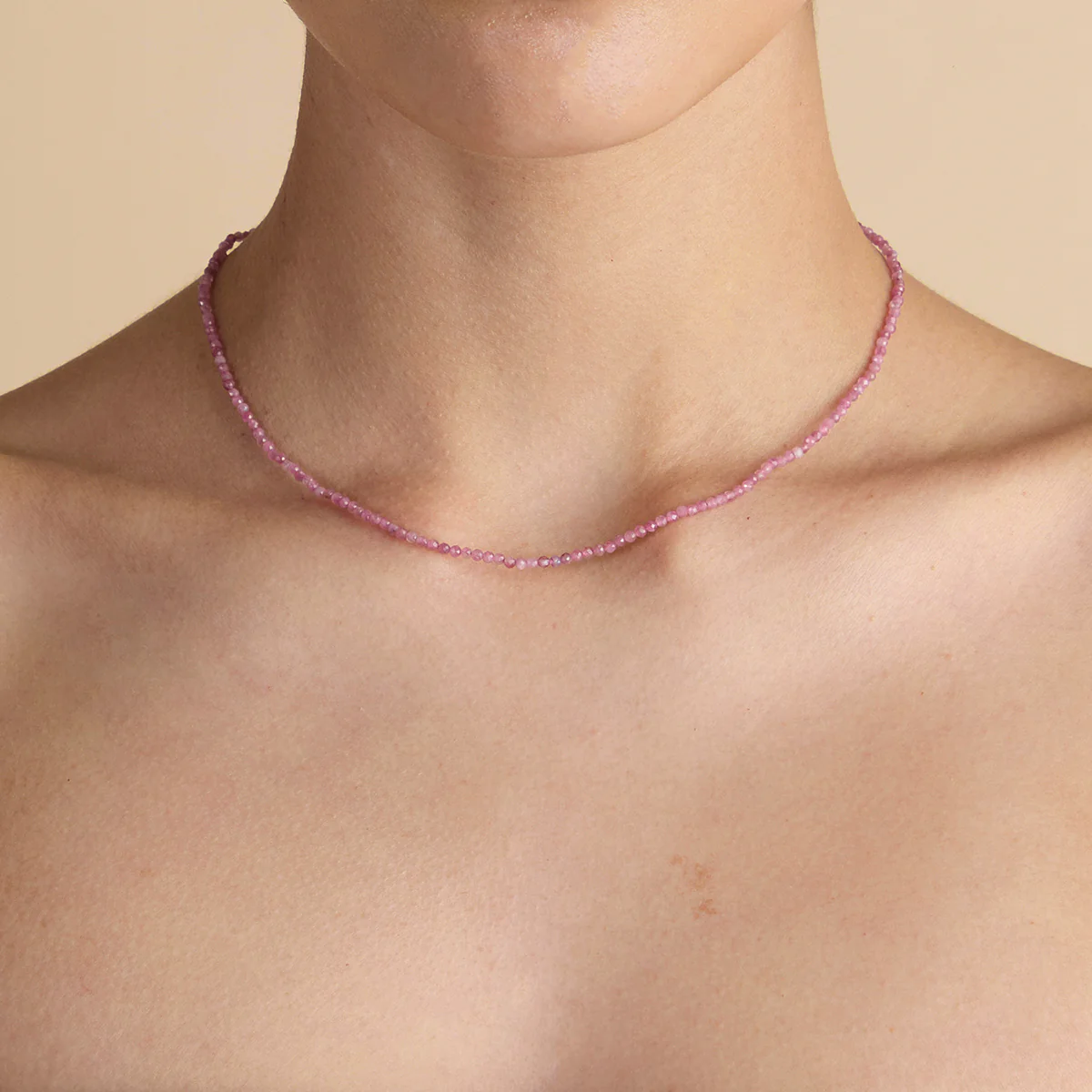 Tourmaline October Beaded Necklace in Solid Gold - Image 2
