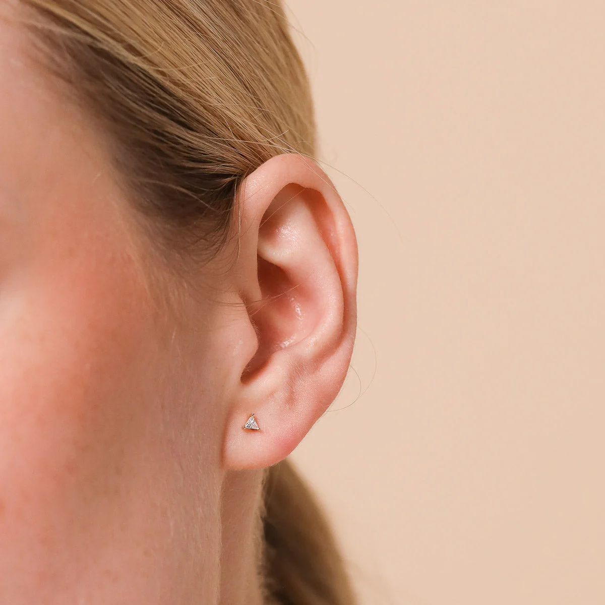 Triangle Piercing Stud in Solid Gold - Image 2
