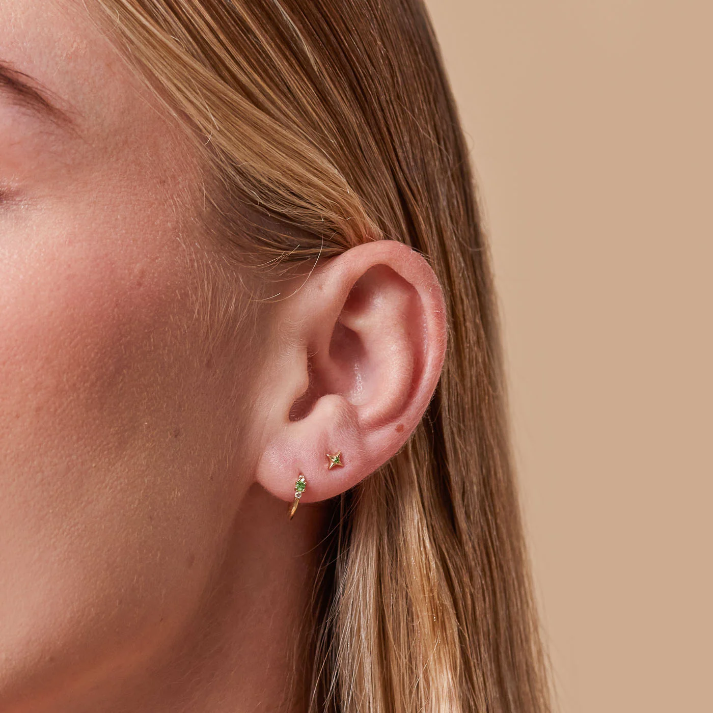 Tsavorite Hoops in Solid Gold - Image 4