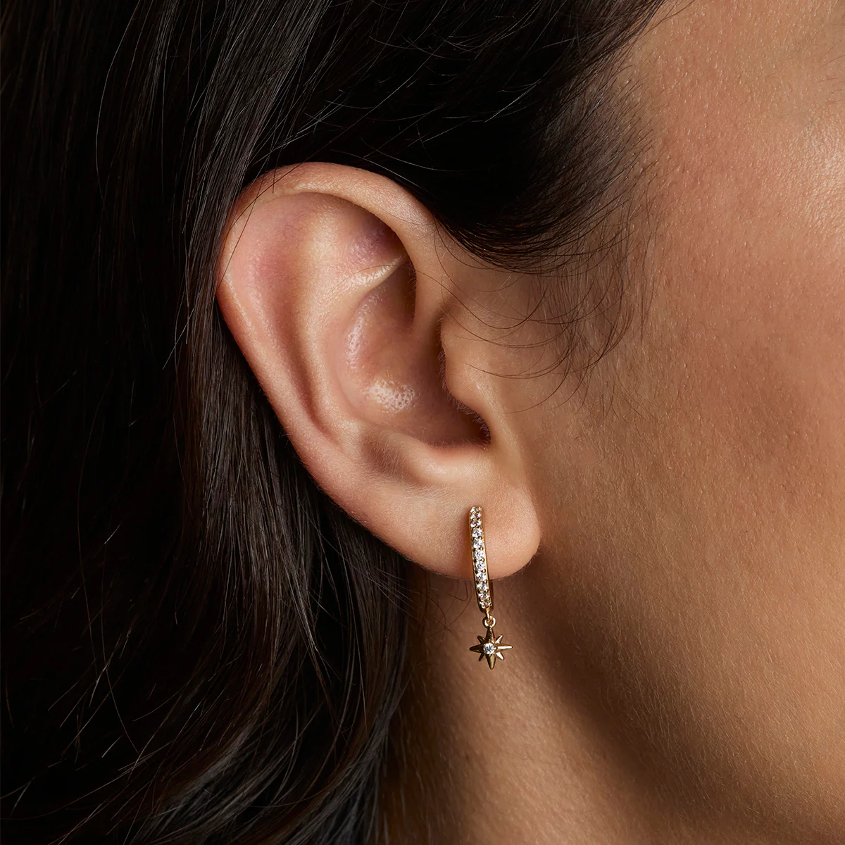 Twilight Star Pavé Hoops in Gold - Image 2