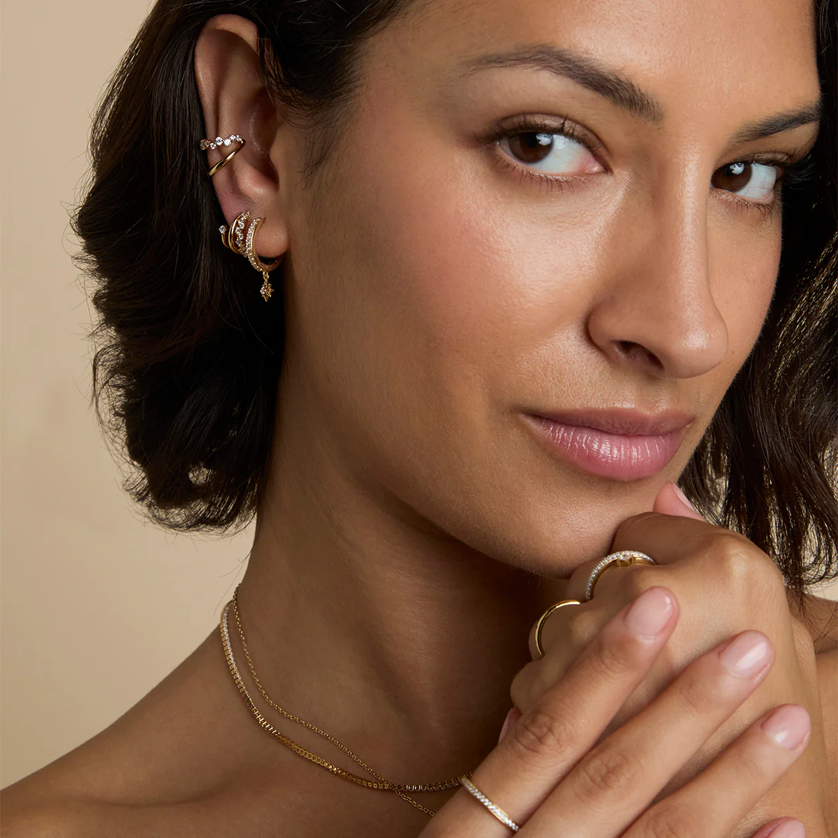 Twilight Star Pavé Hoops in Gold - Image 4