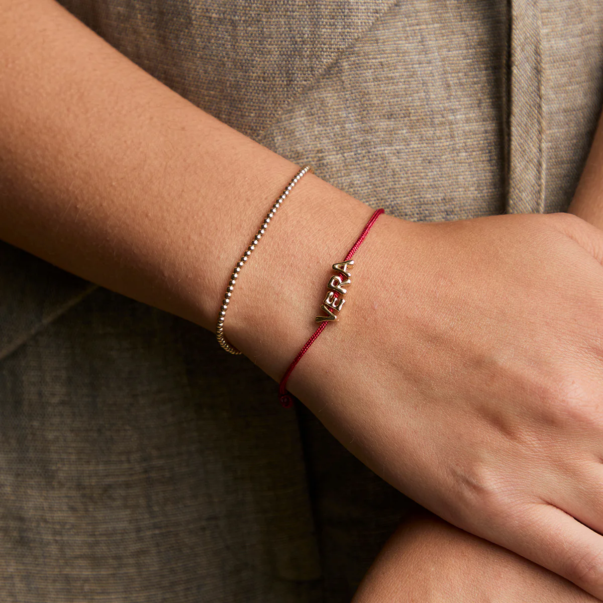V Initial Click Charm in Solid Gold - Image 3
